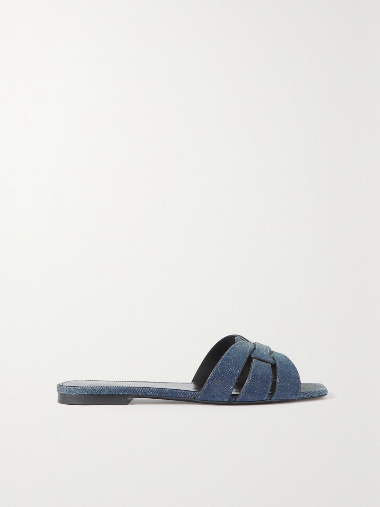 SAINT LAURENT TRIBUTE DENIM SLIDES