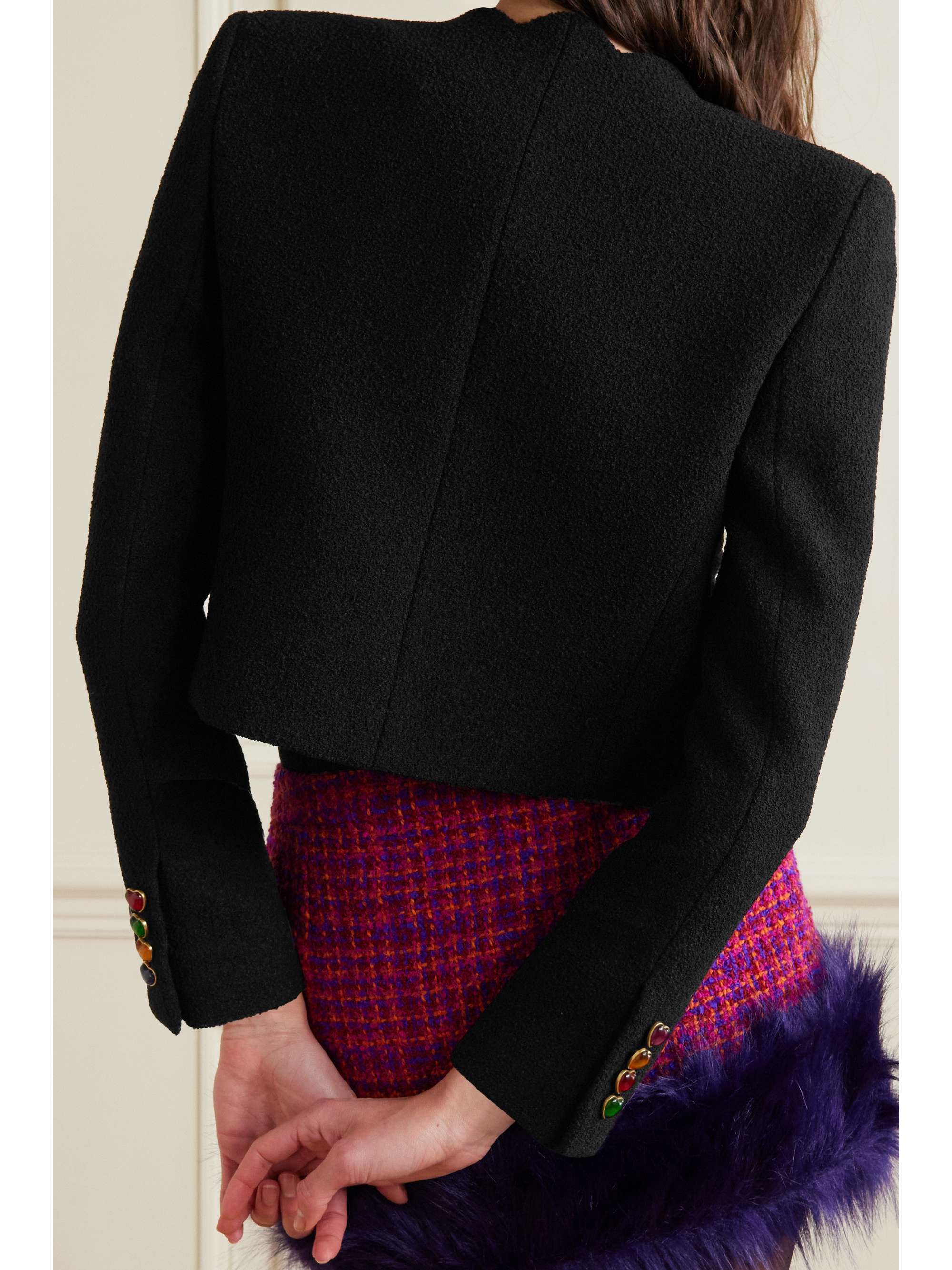 SAINT LAURENT Cropped wool-blend bouclé jacket | NET-A-PORTER