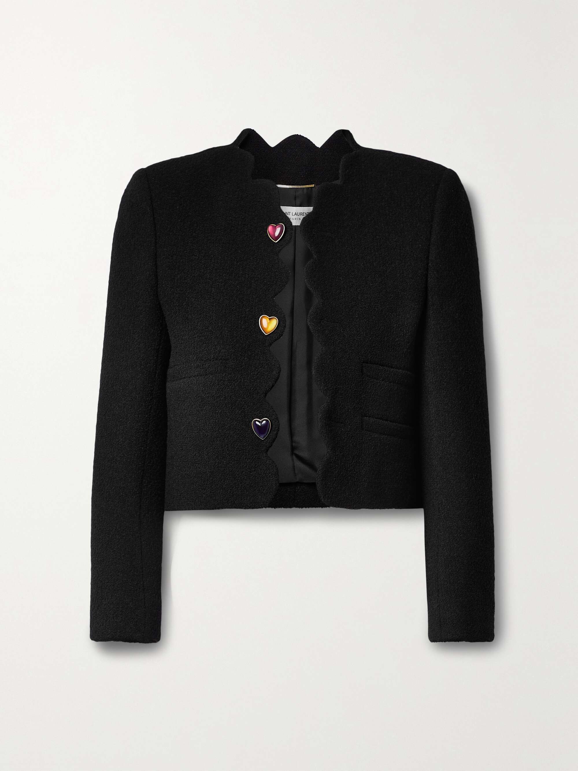 SAINT LAURENT Cropped wool-blend bouclé jacket