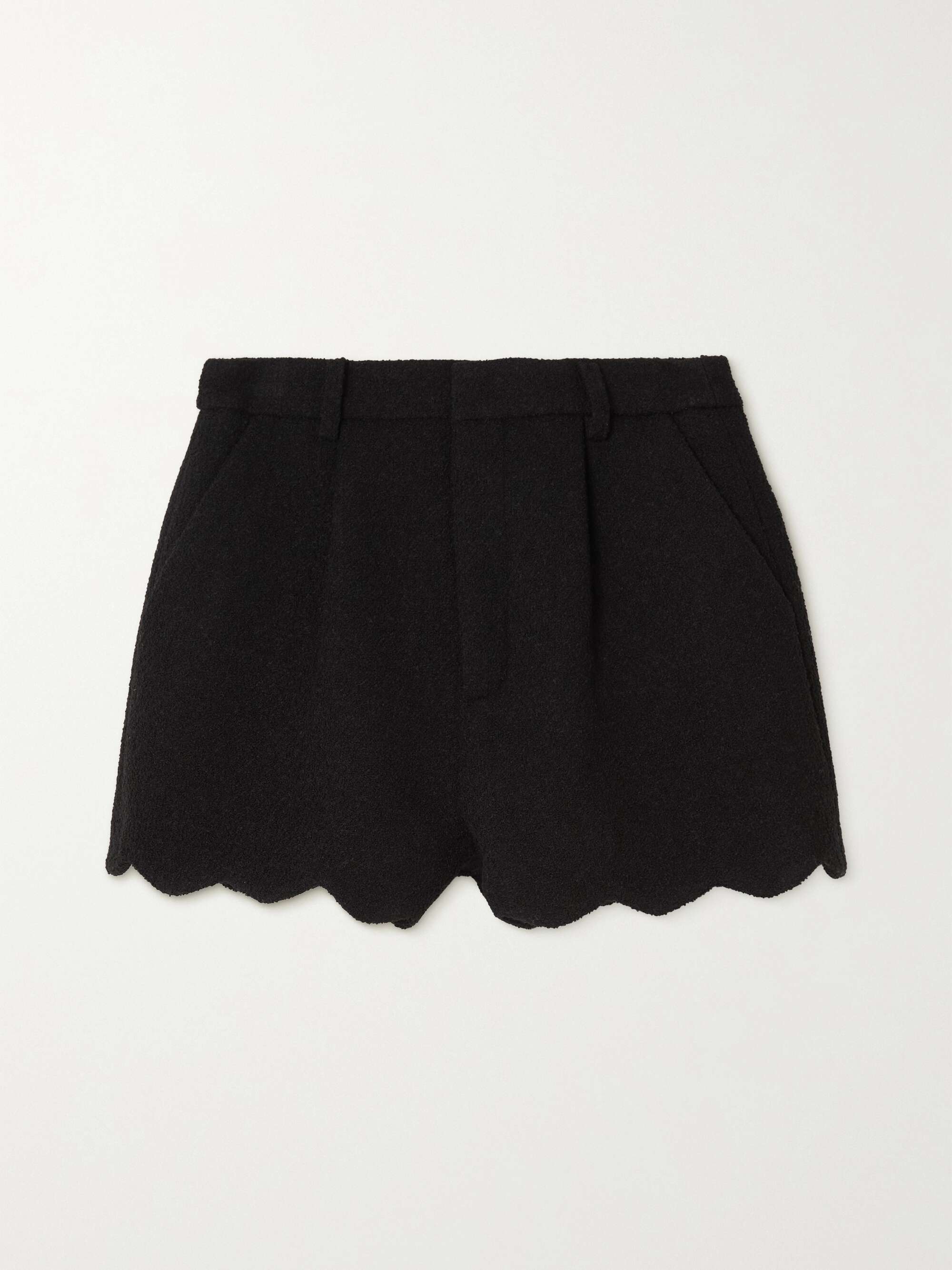 Black Scalloped wool-blend bouclé 