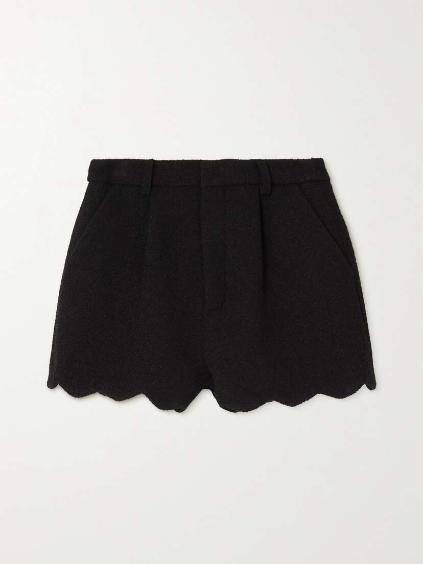 Saint Laurent Scalloped Wool-blend Bouclé Shorts