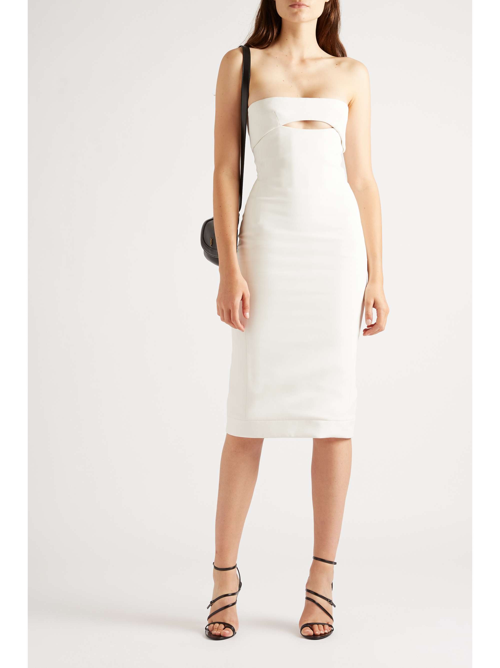 Strapless cutout wool-crepe dress ...