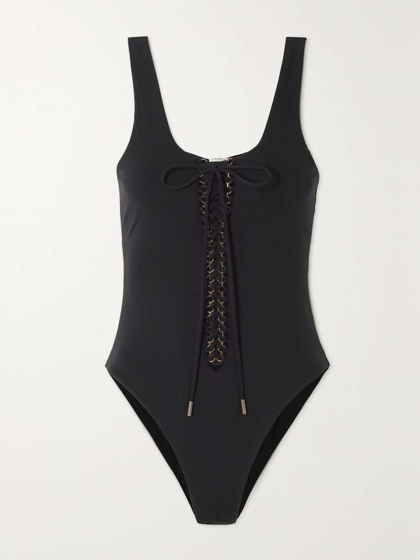 Saint Laurent Saharienne Lace-up Bodysuit