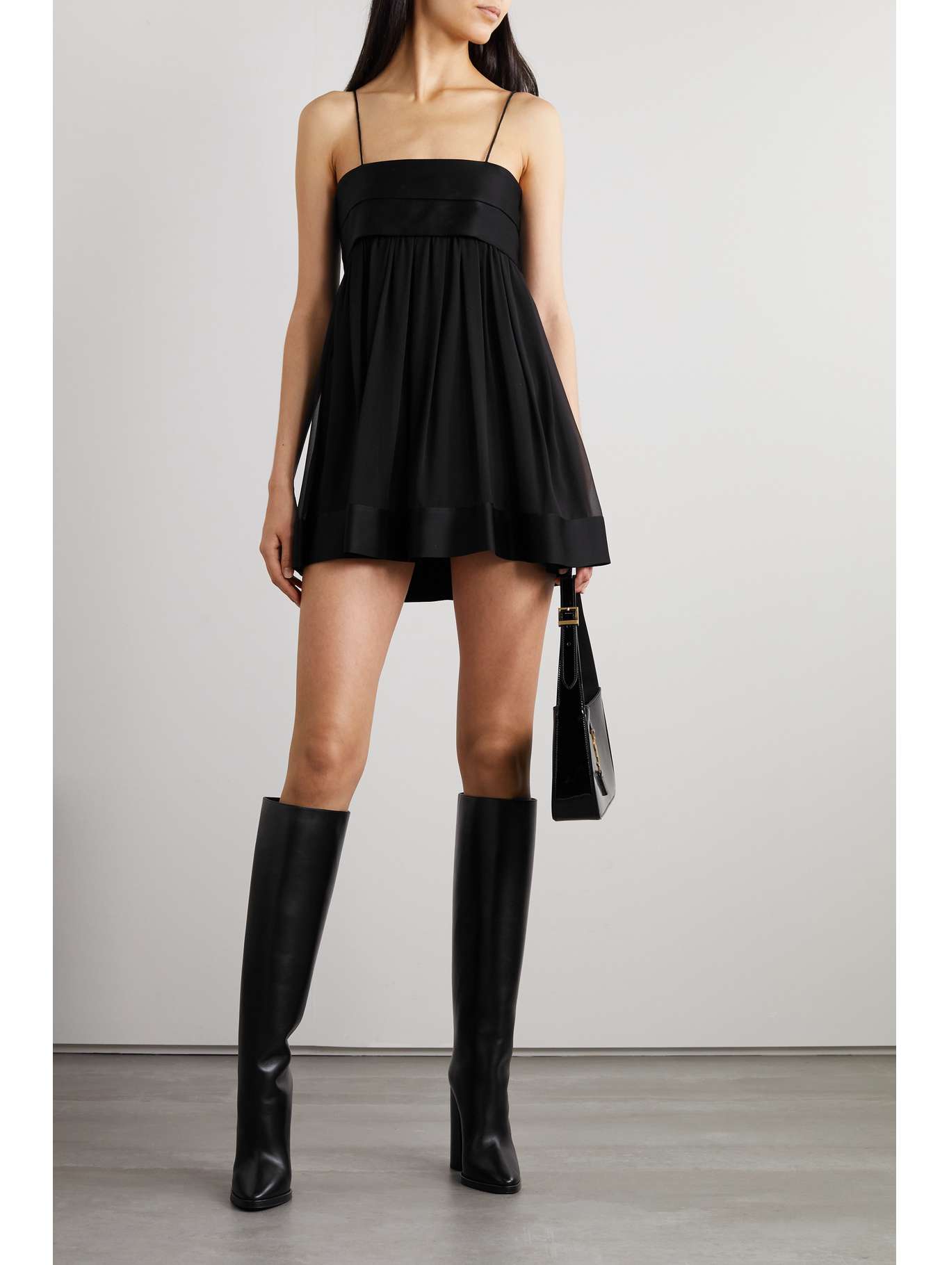 Saint Laurent New Black Sequinned Silk Chiffon Ruffle Dress XS main image 1