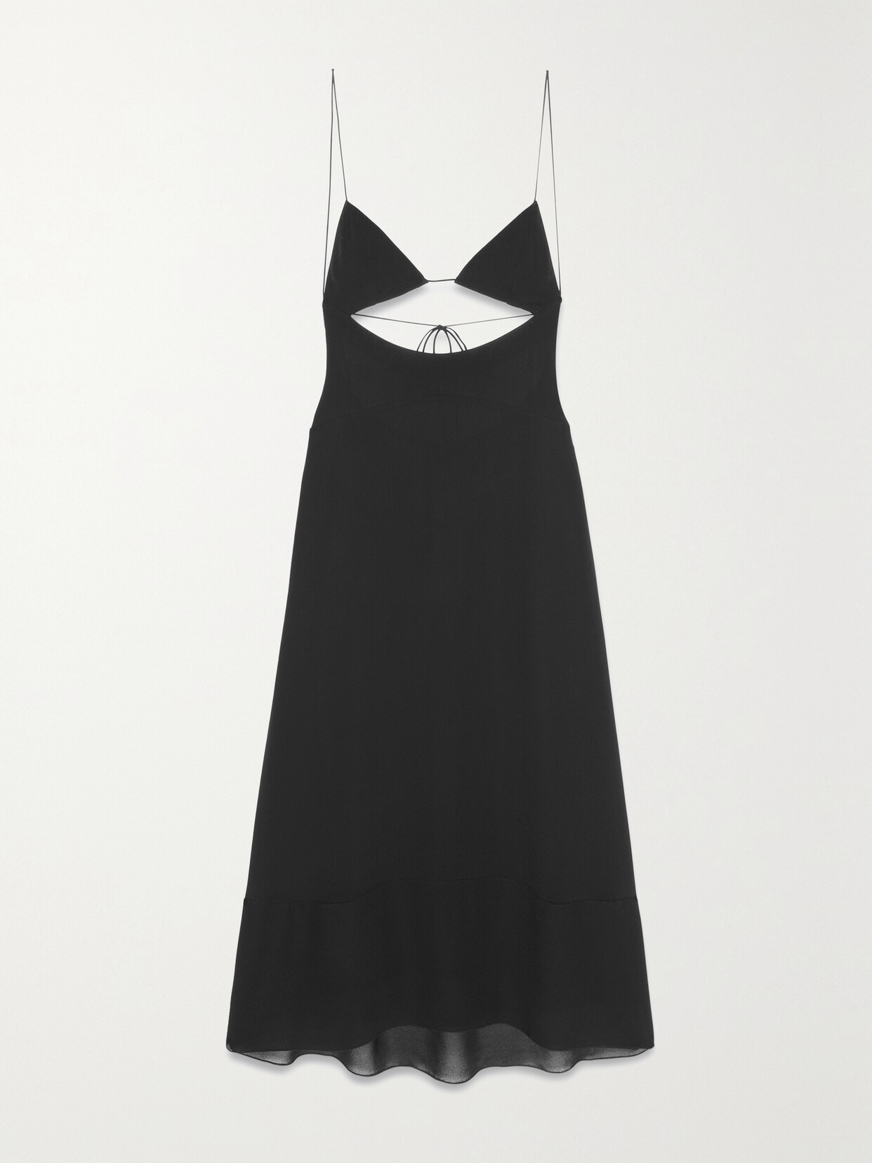 Saint Laurent Open-back Cutout Crepe De Chine Midi Dress In Black