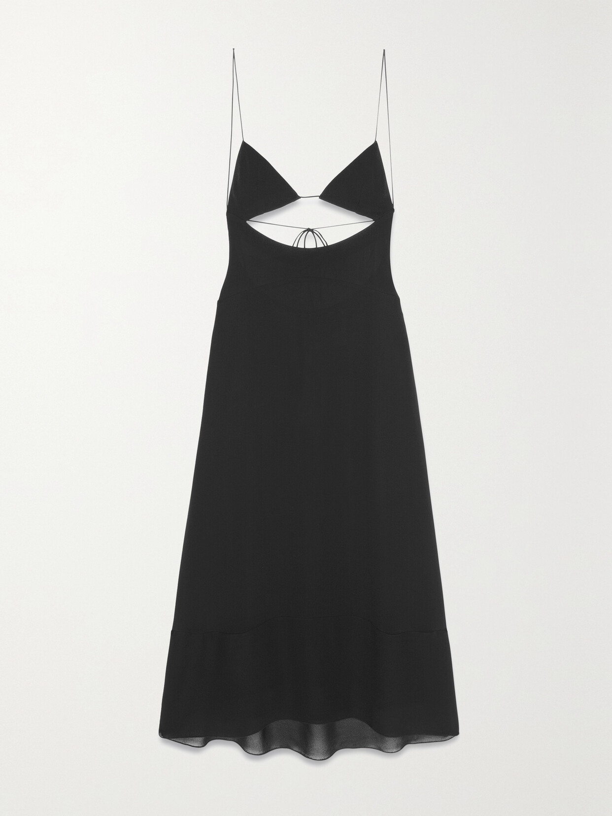 SAINT LAURENT OPEN-BACK CUTOUT CREPE DE CHINE MIDI DRESS