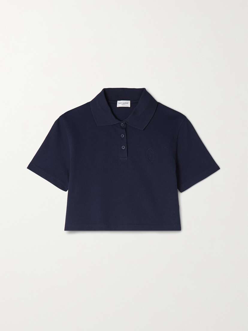 Saint Laurent Cropped Cotton-piqué Polo Shirt