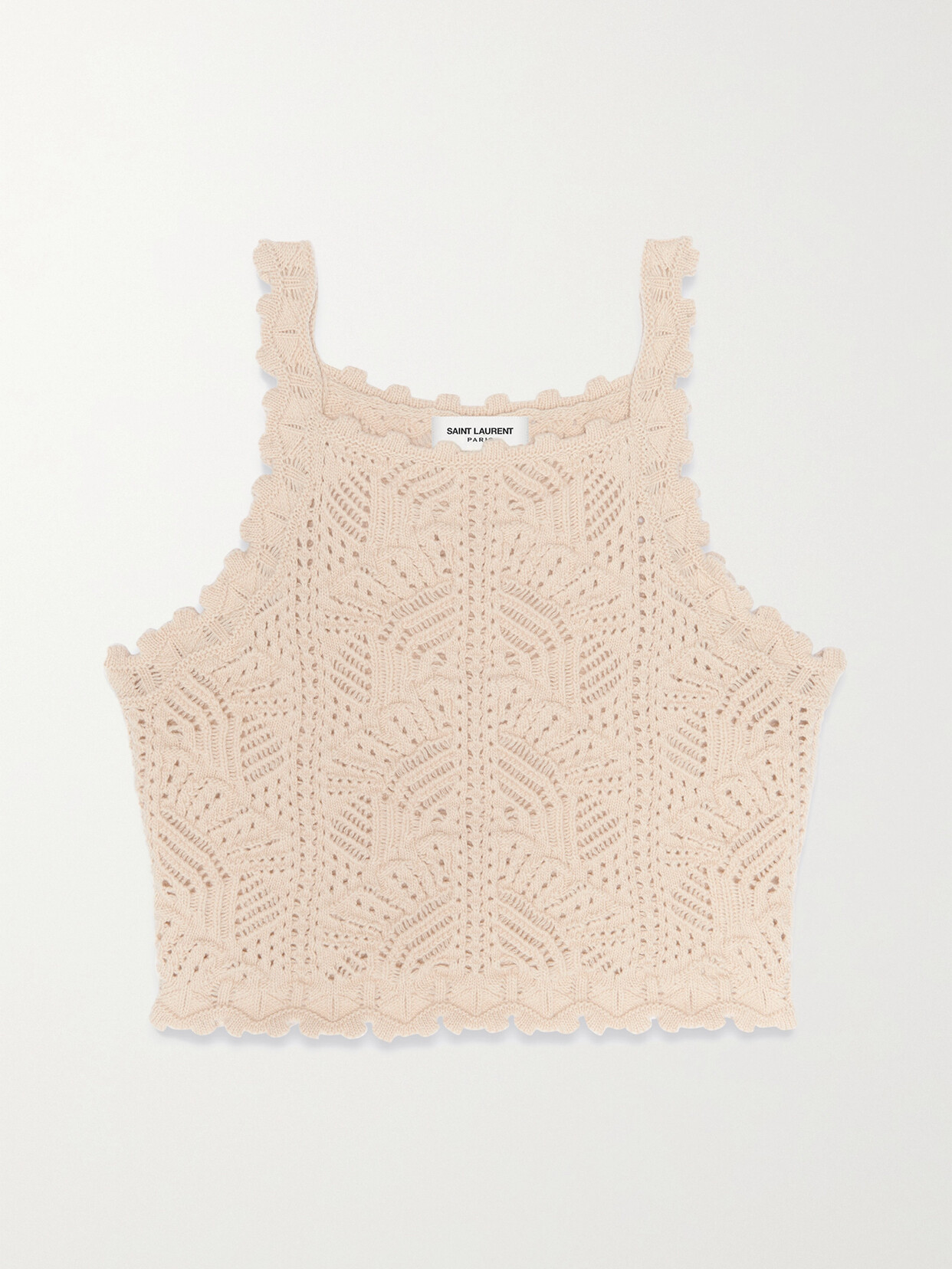 Saint Laurent Crochet-design Sleeveless Top In Neutrals
