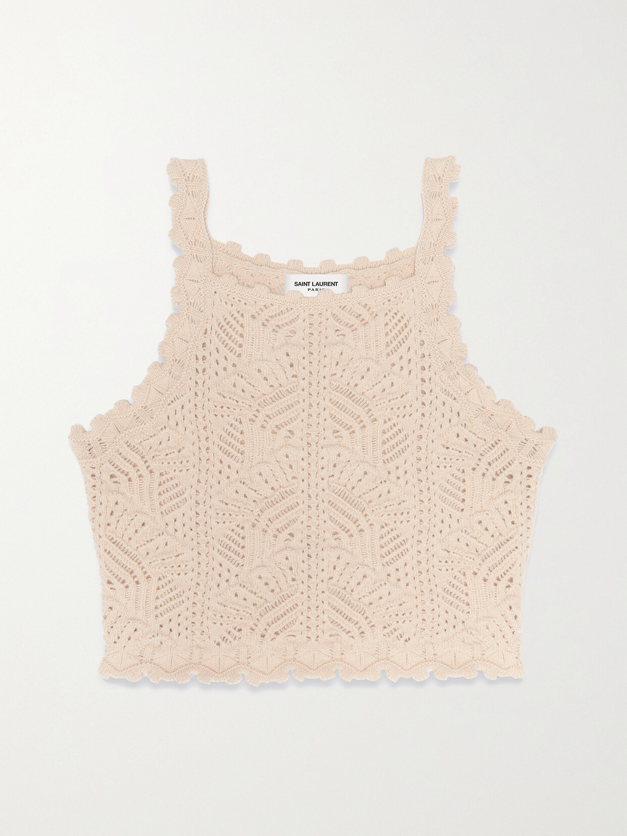 SAINT LAURENT CROPPED CROCHETED WOOL TOP