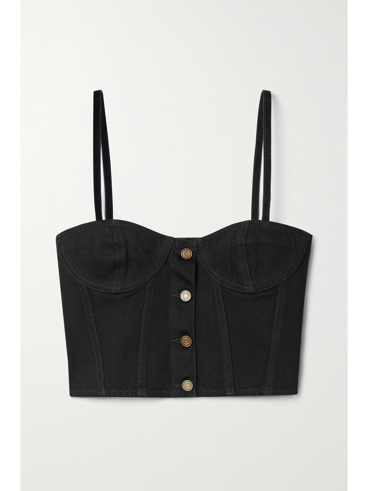 Saint Laurent Cropped Denim Corset Top 