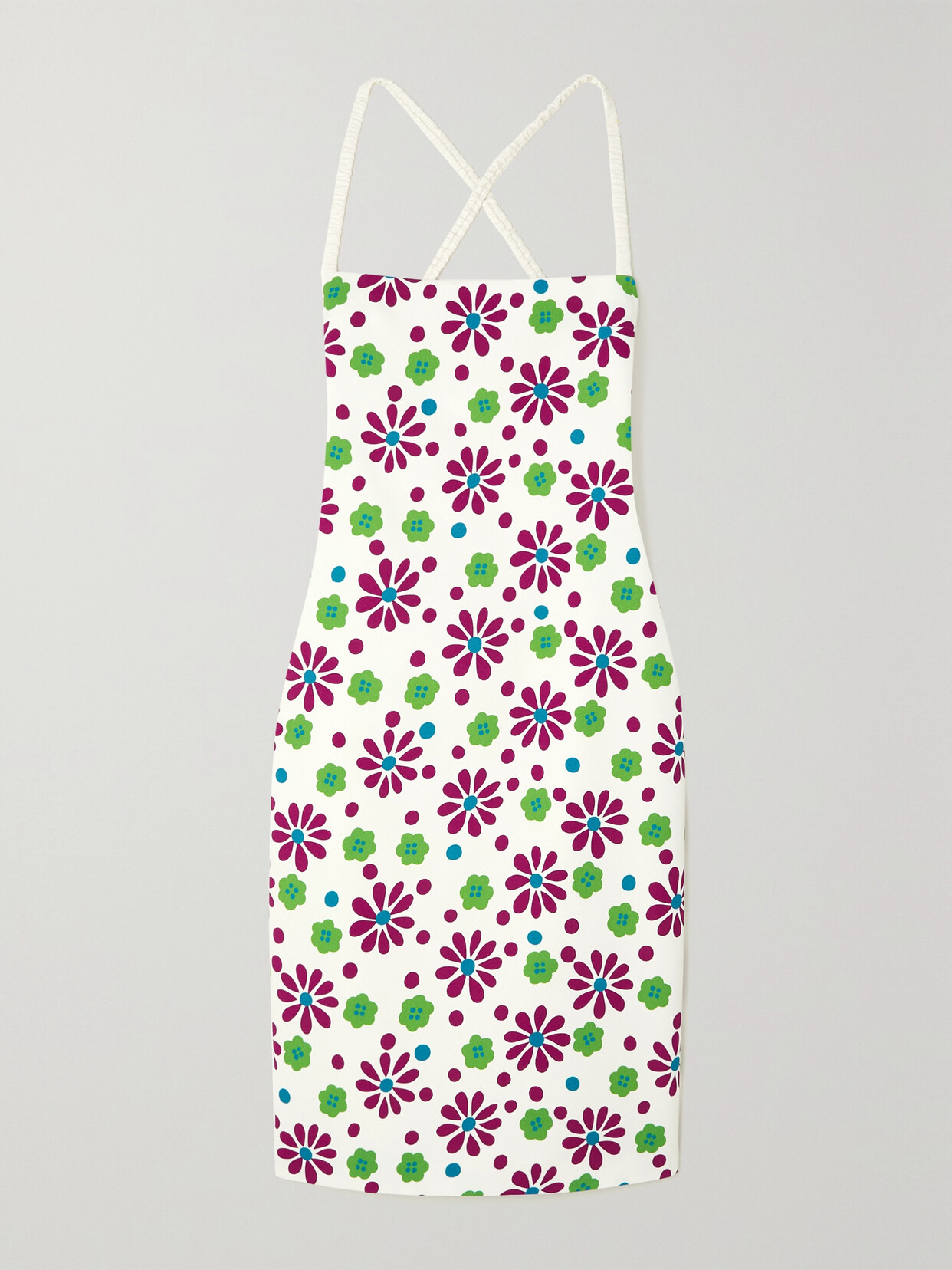 Saint Laurent Floral-print Knee-length Dress In Pink
