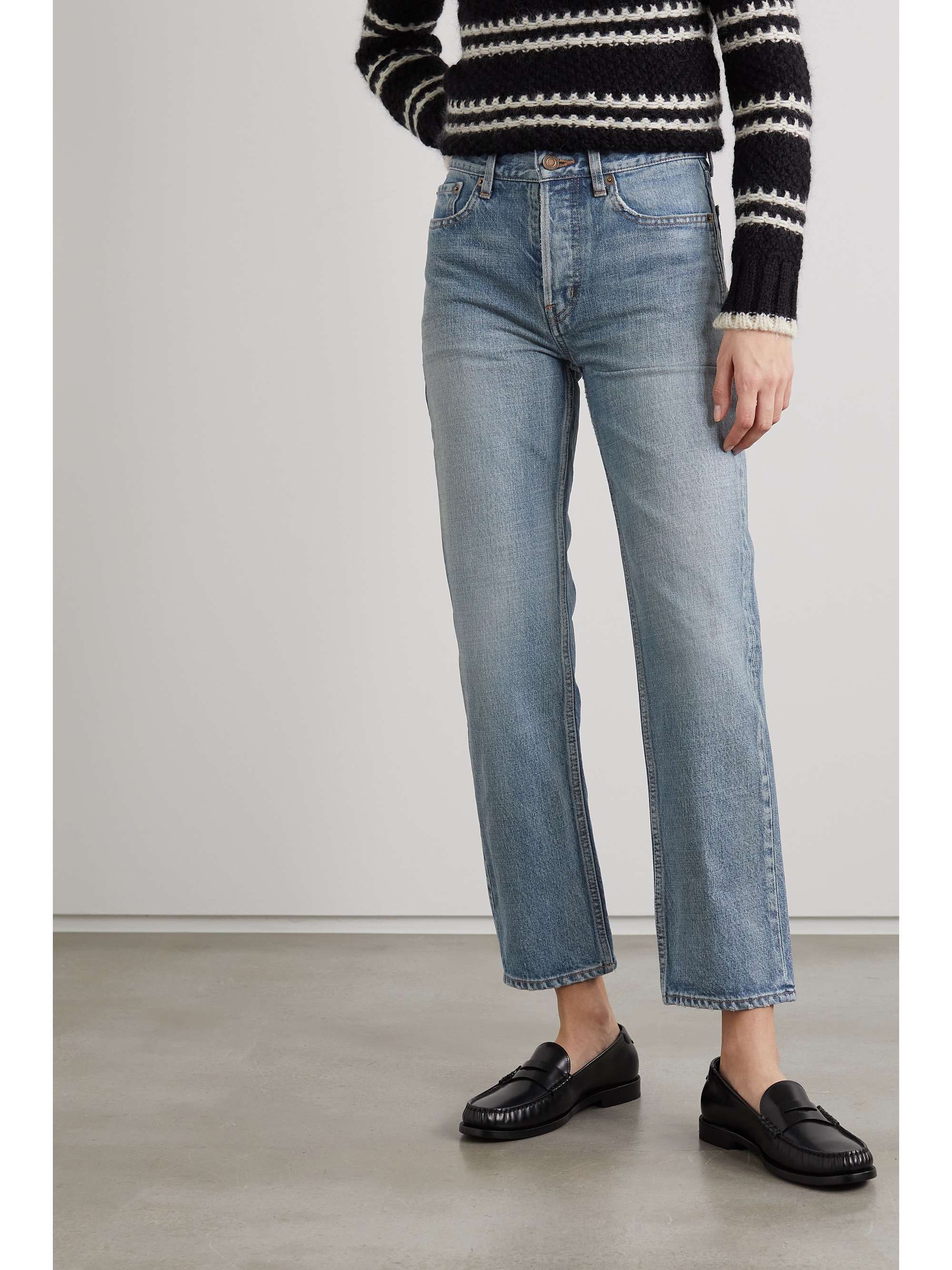 Blue Cropped mid-rise straight-leg 