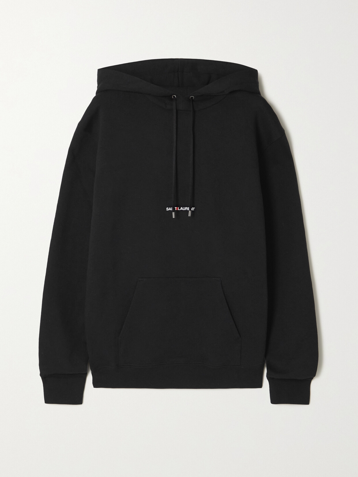 SAINT LAURENT Printed Cotton-jersey Hoodie - Black
