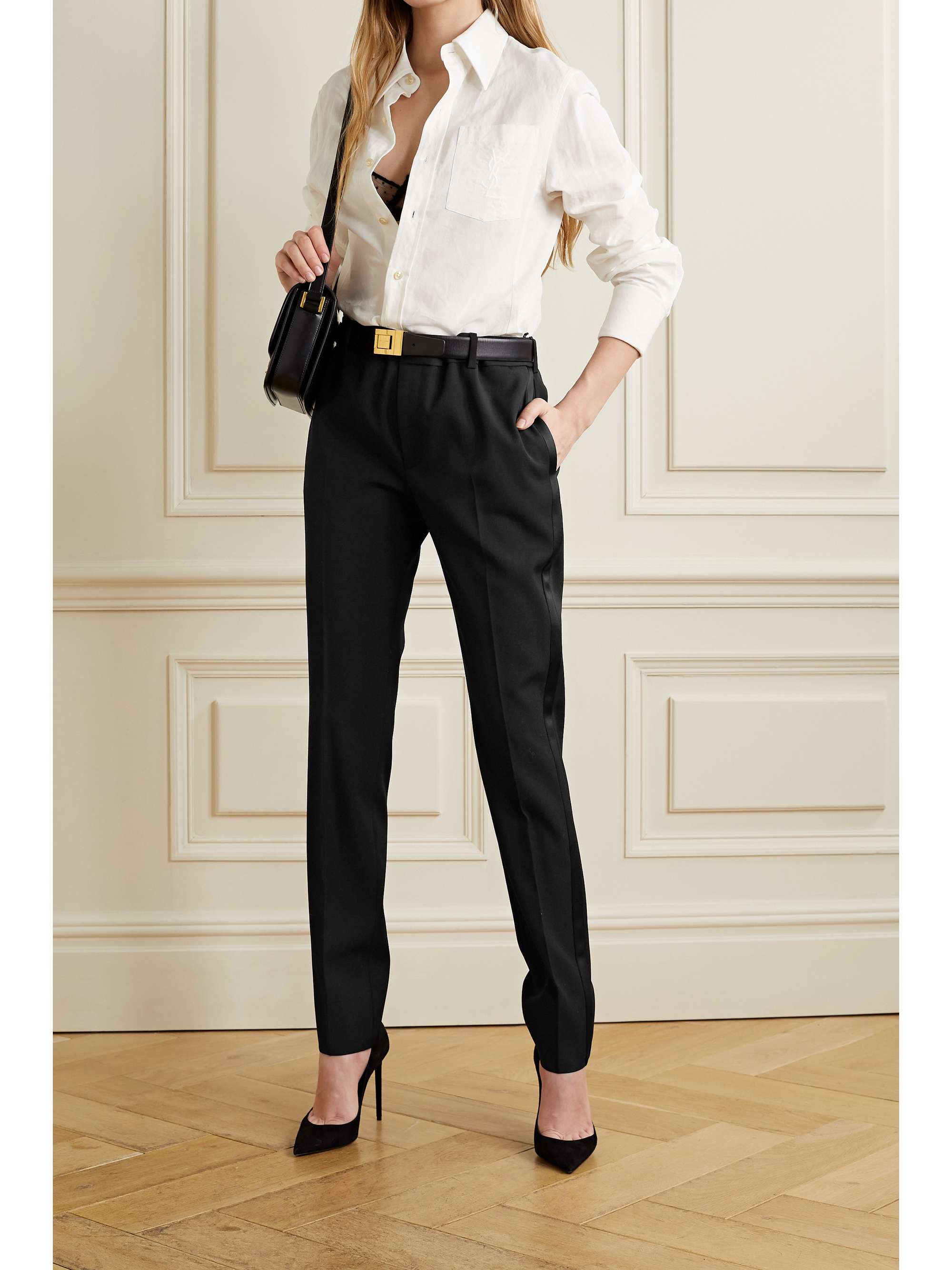 Women's Lace-Trimmed pants in Wool and Silk