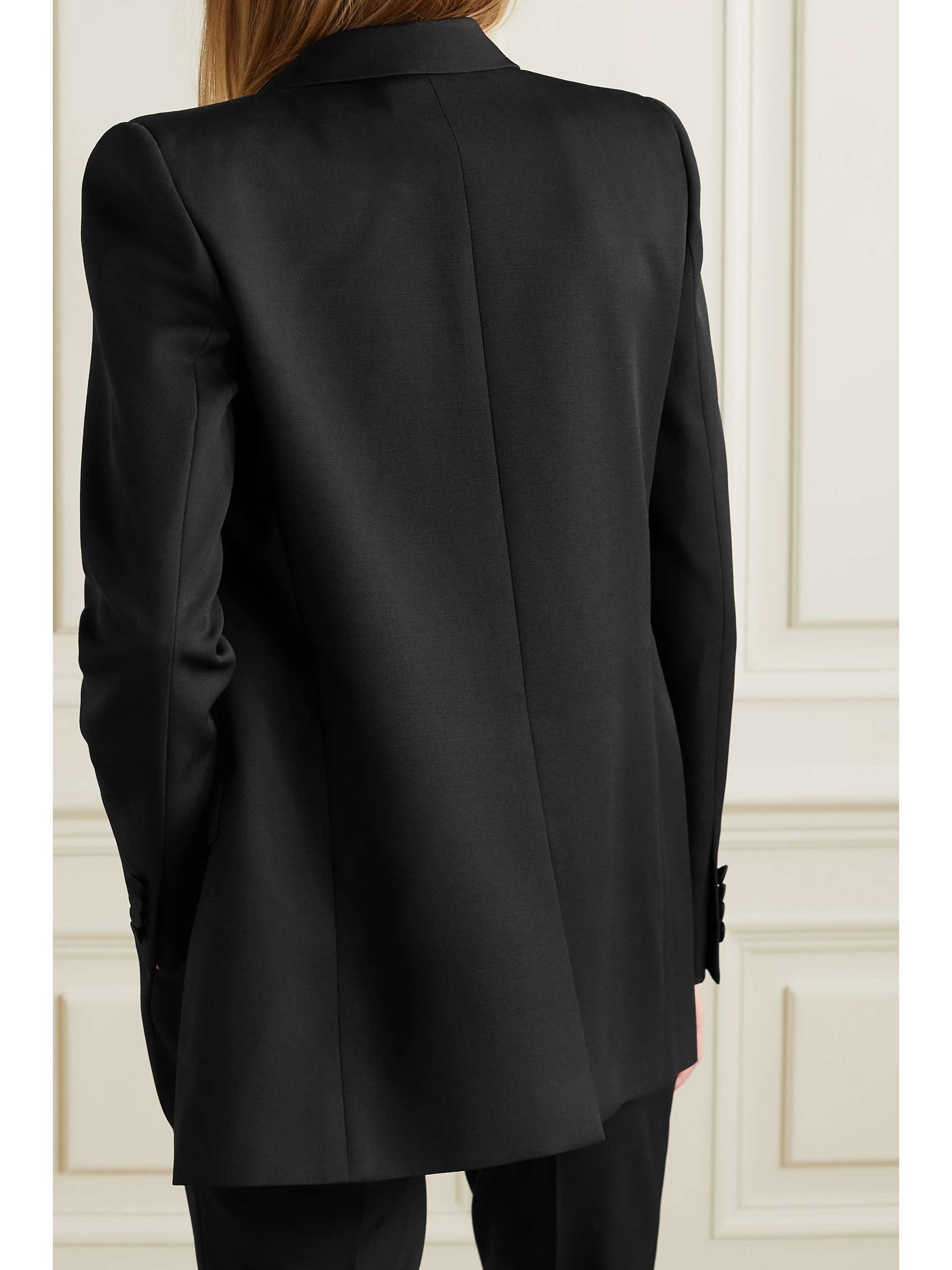 SAINT LAURENT Tube satin-trimmed grain de poudre wool blazer