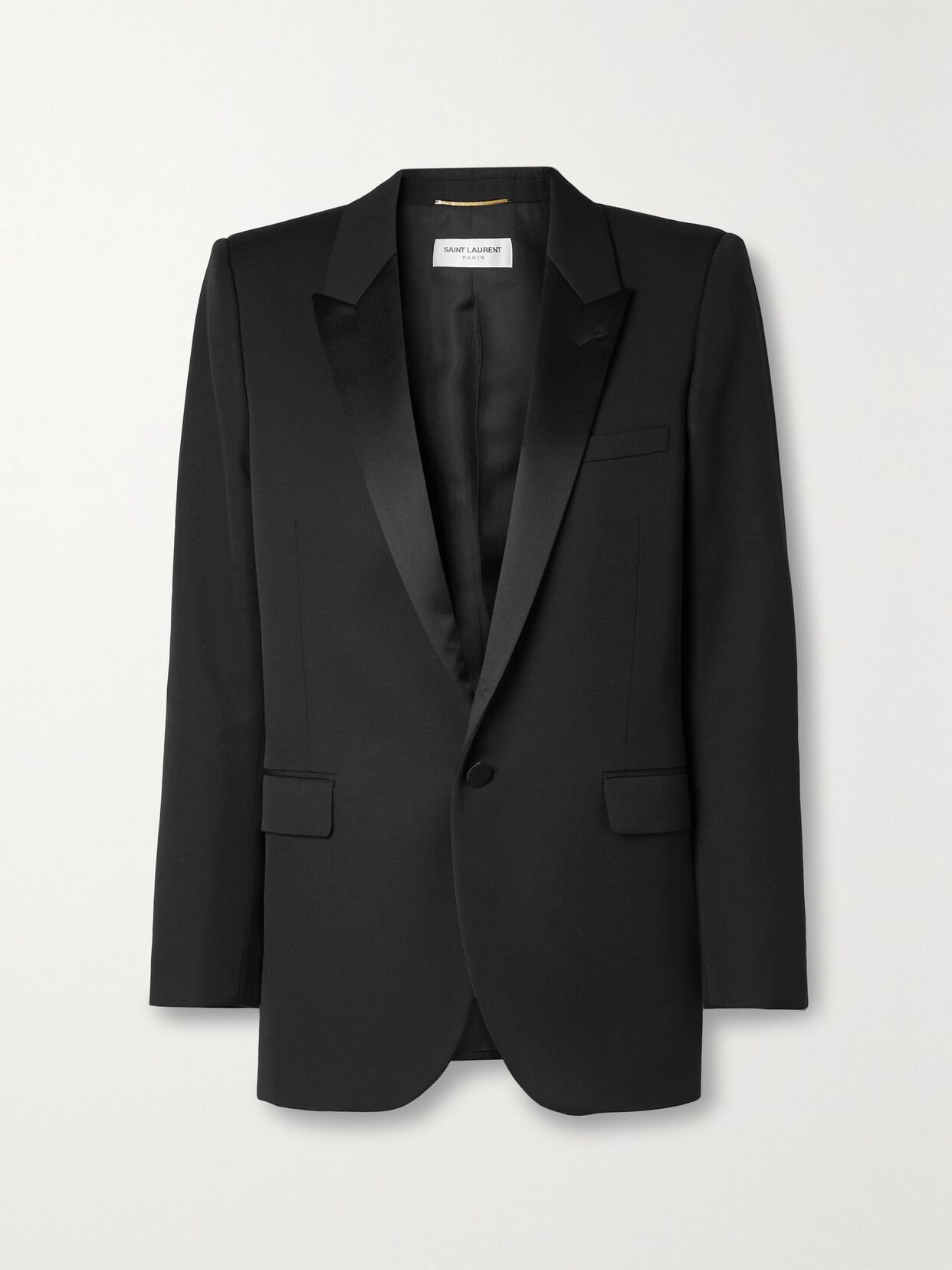 Tube satin-trimmed grain de poudre wool blazer