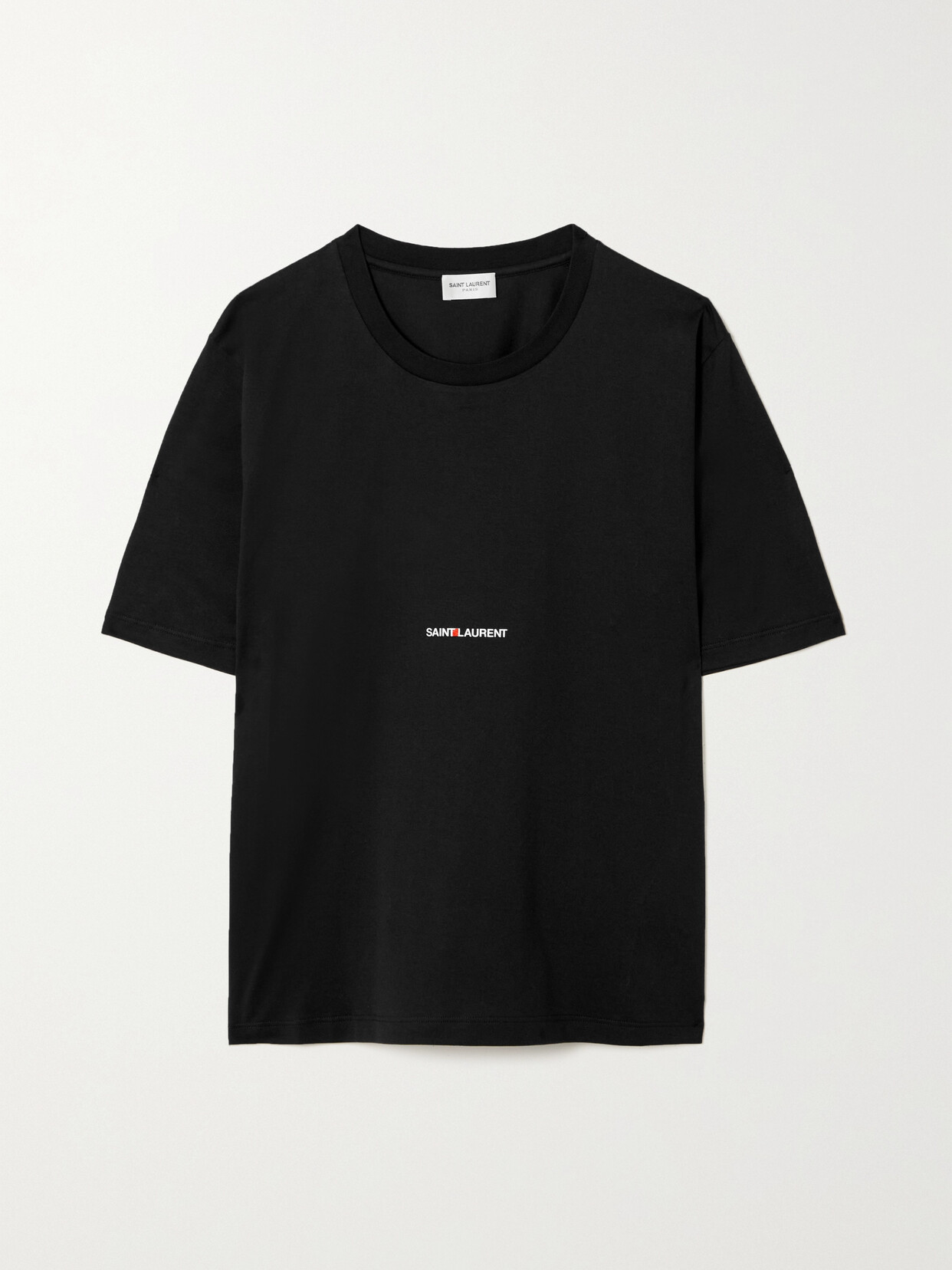 Shop Saint Laurent Printed Cotton-jersey T-shirt In Black