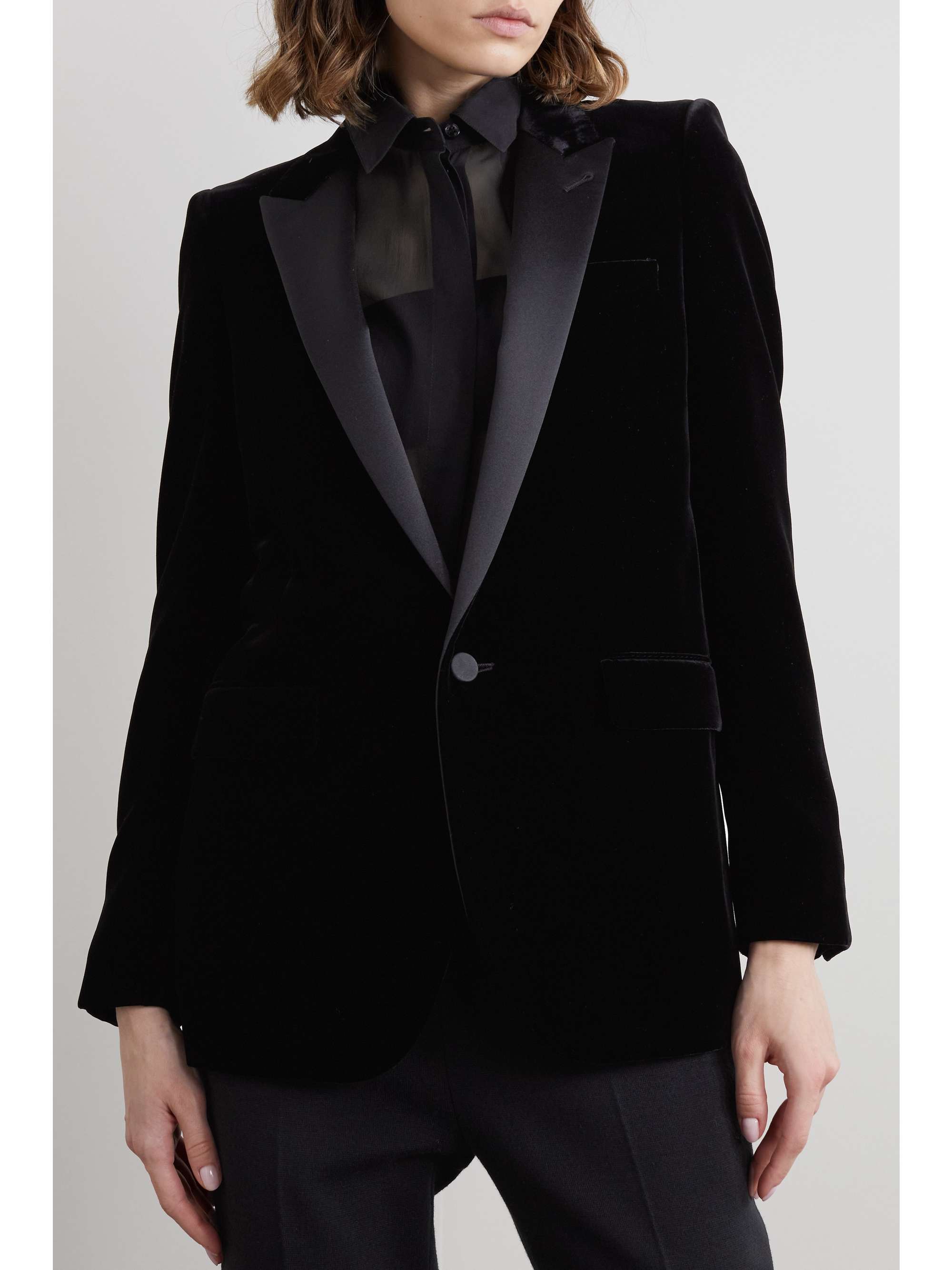 SAINT LAURENT Satin-trimmed velvet blazer