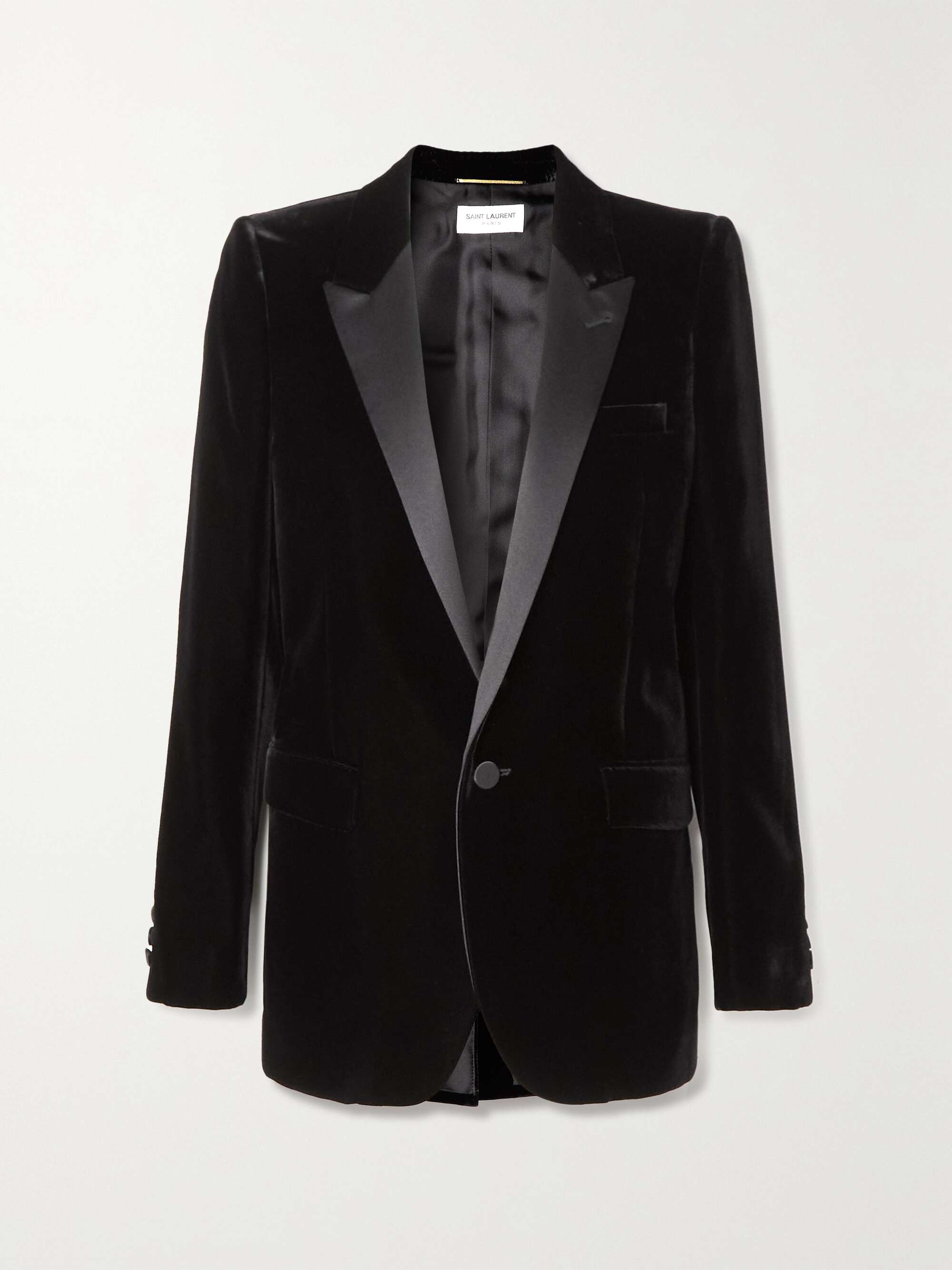 SAINT LAURENT Satin-trimmed velvet blazer | NET-A-PORTER