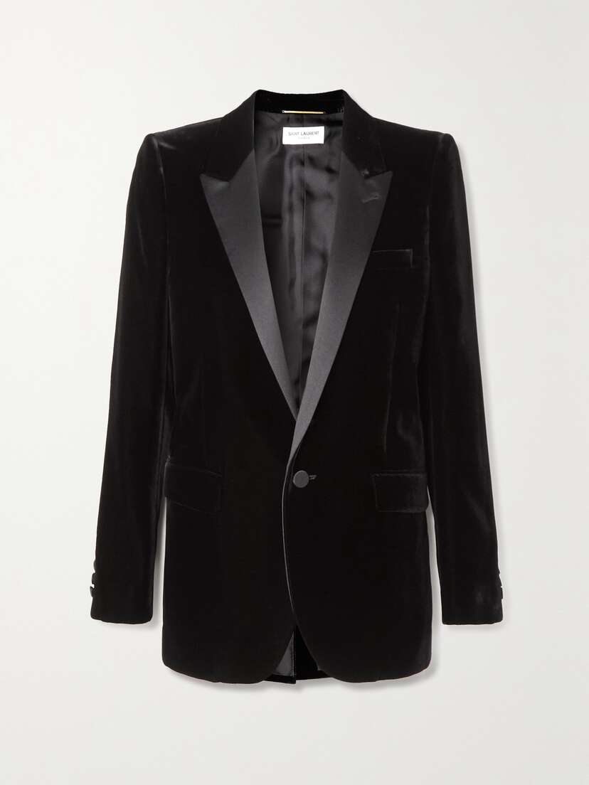 Saint Laurent Satin-trimmed Velvet Blazer