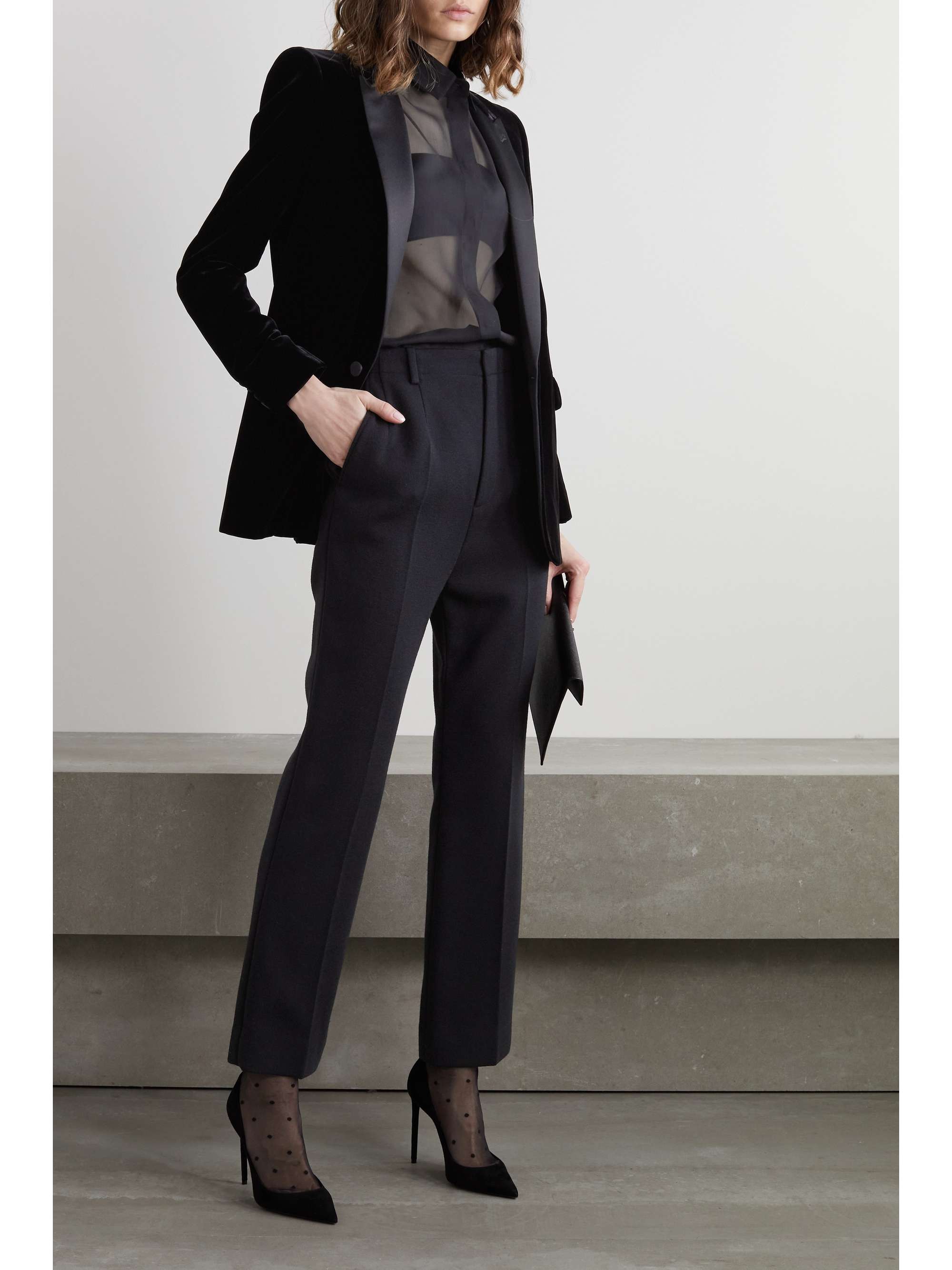 SAINT LAURENT Satin-trimmed velvet blazer
