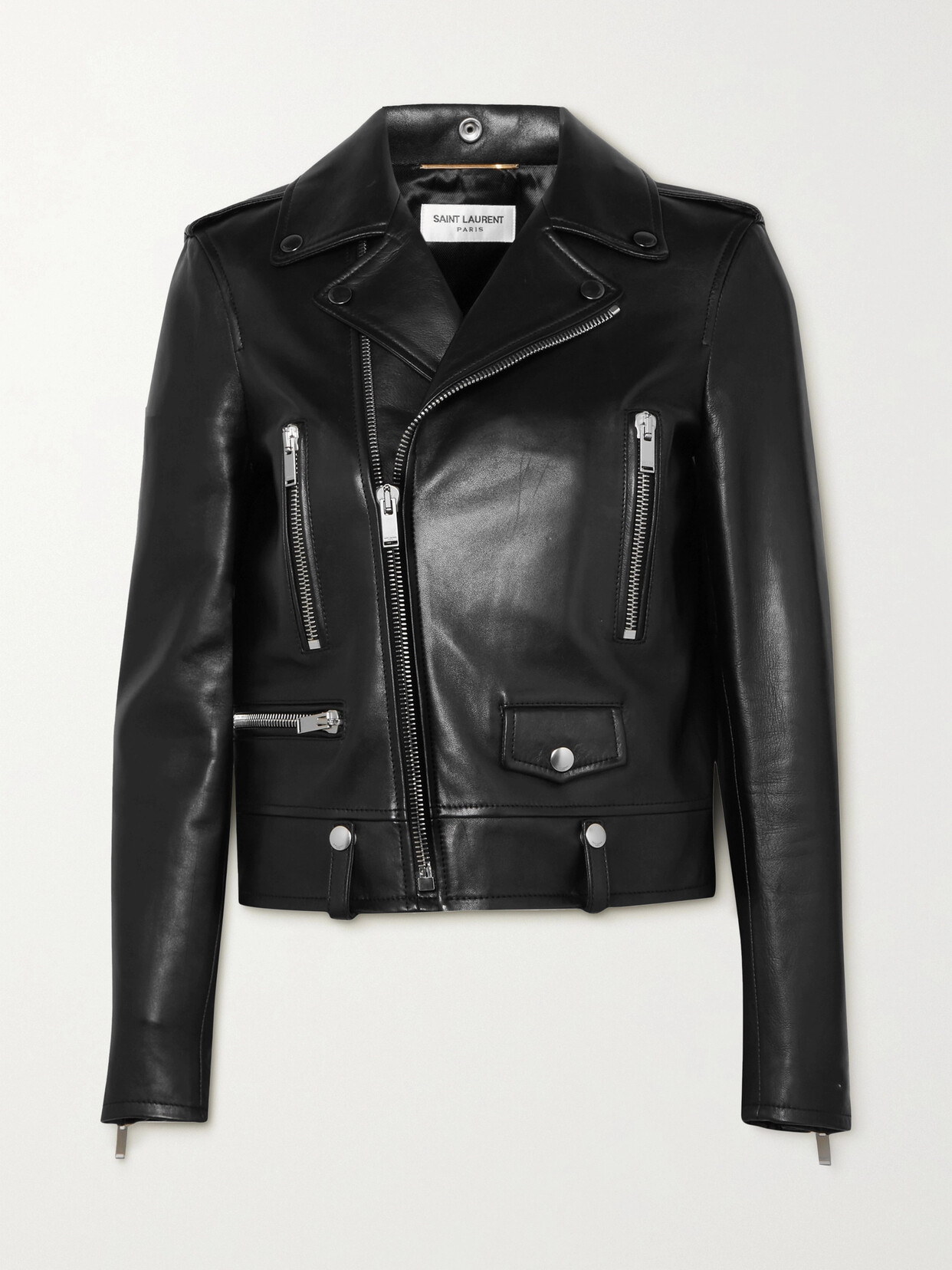Saint Laurent Cocktail Print Biker Jacket In Black