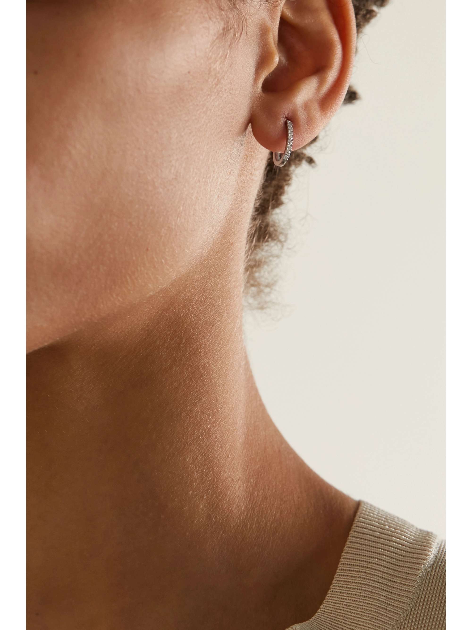 MESSIKA Gatsby XS 18-karat white gold diamond hoop earrings