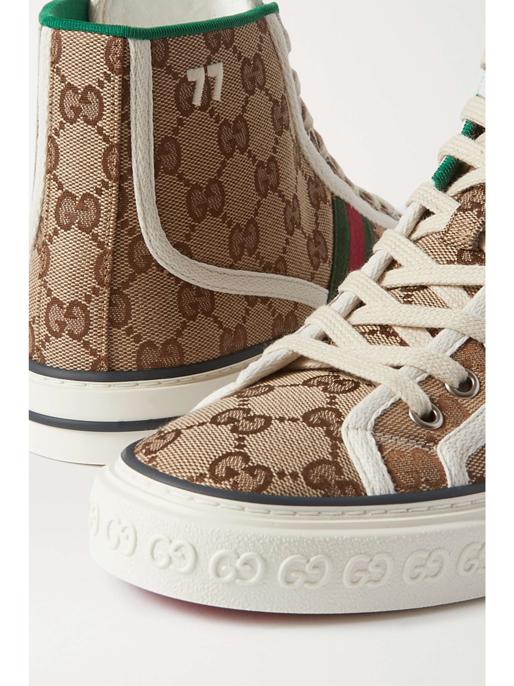 GUCCI Tennis 1977 logo-woven canvas high-top sneakers | NET-A-PORTER