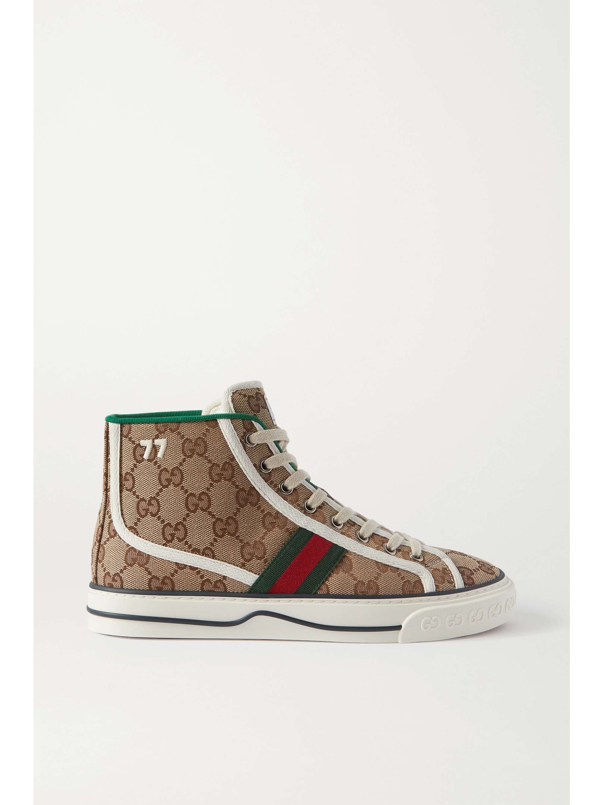 GUCCI Tennis 1977 logo-woven canvas high-top sneakers | NET-A-PORTER