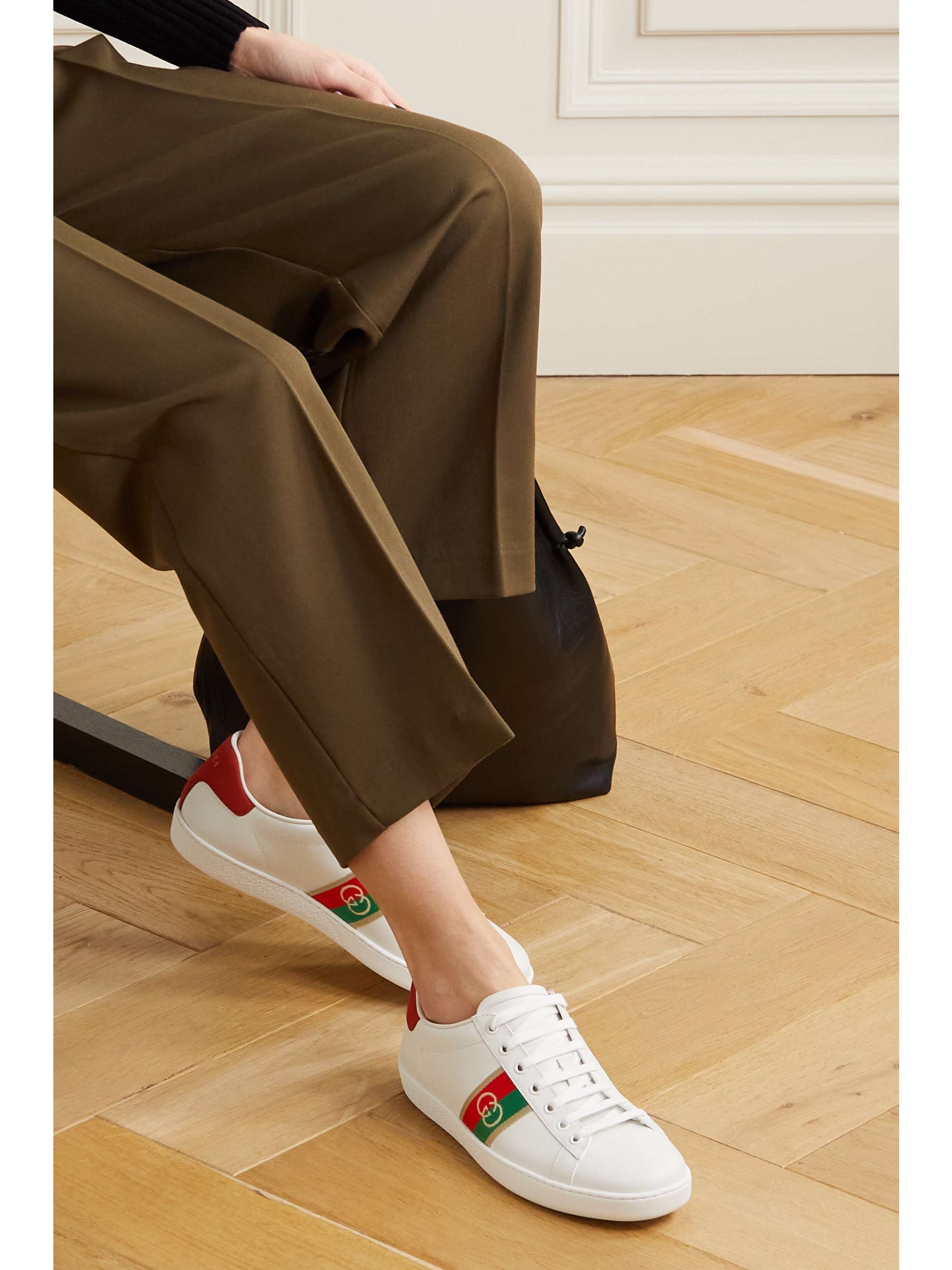 sneakers in leather with webbing