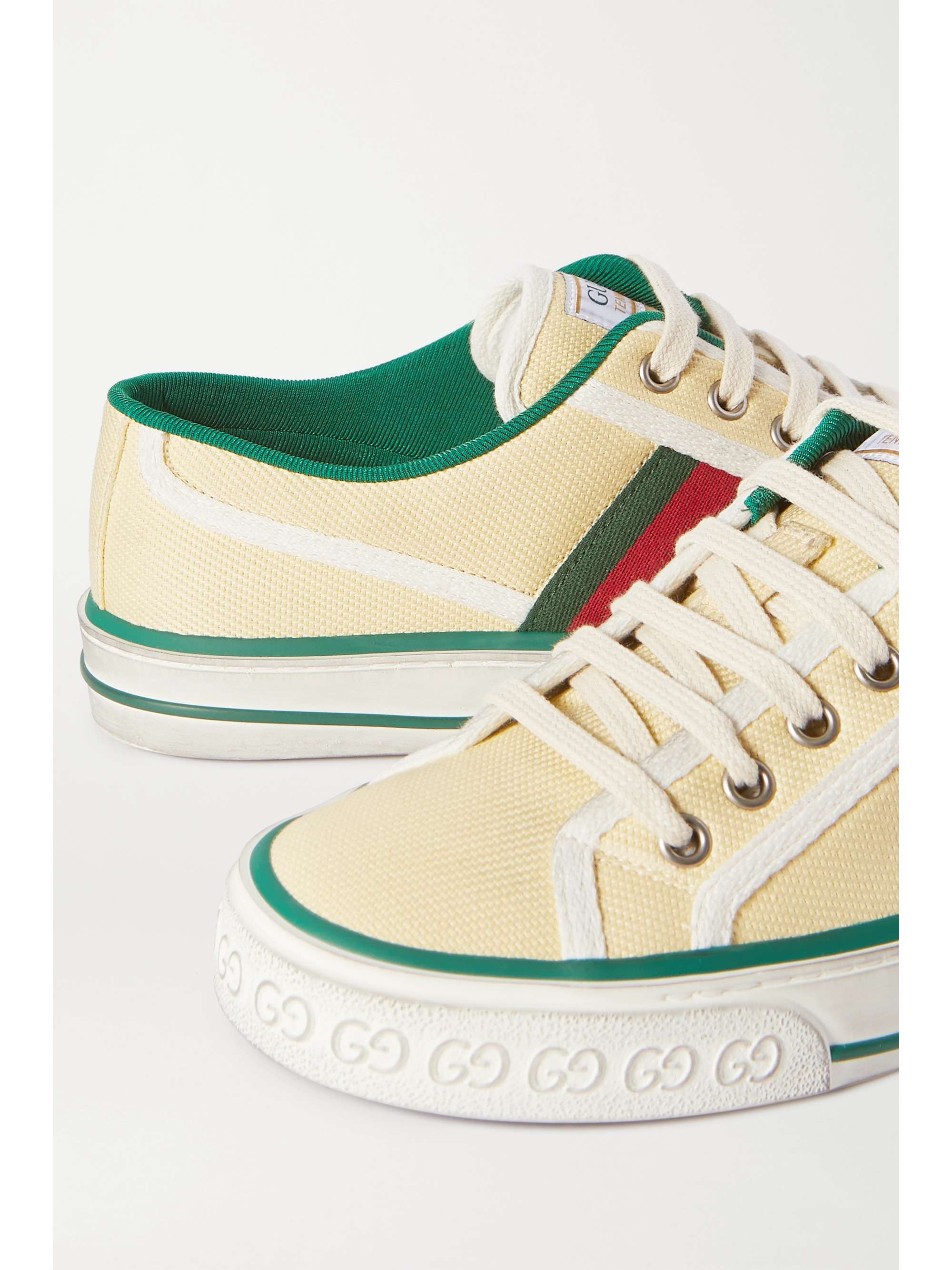 GUCCI Tennis webbing-trimmed canvas sneakers | NET-A-PORTER GUCCI Tennis webbing-trimmed canvas sneakers | NET-A-PORTER