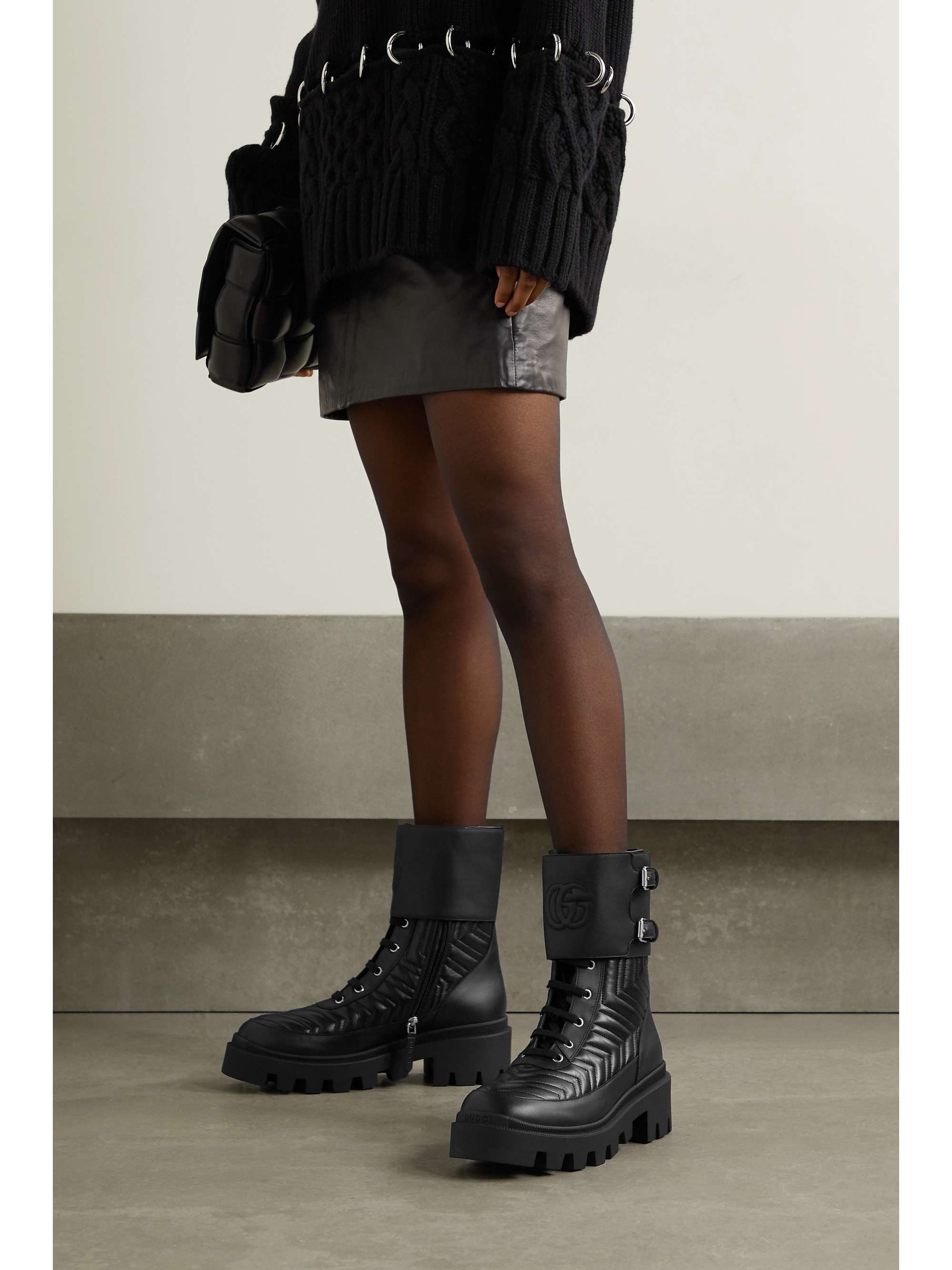 embroidered combat boots