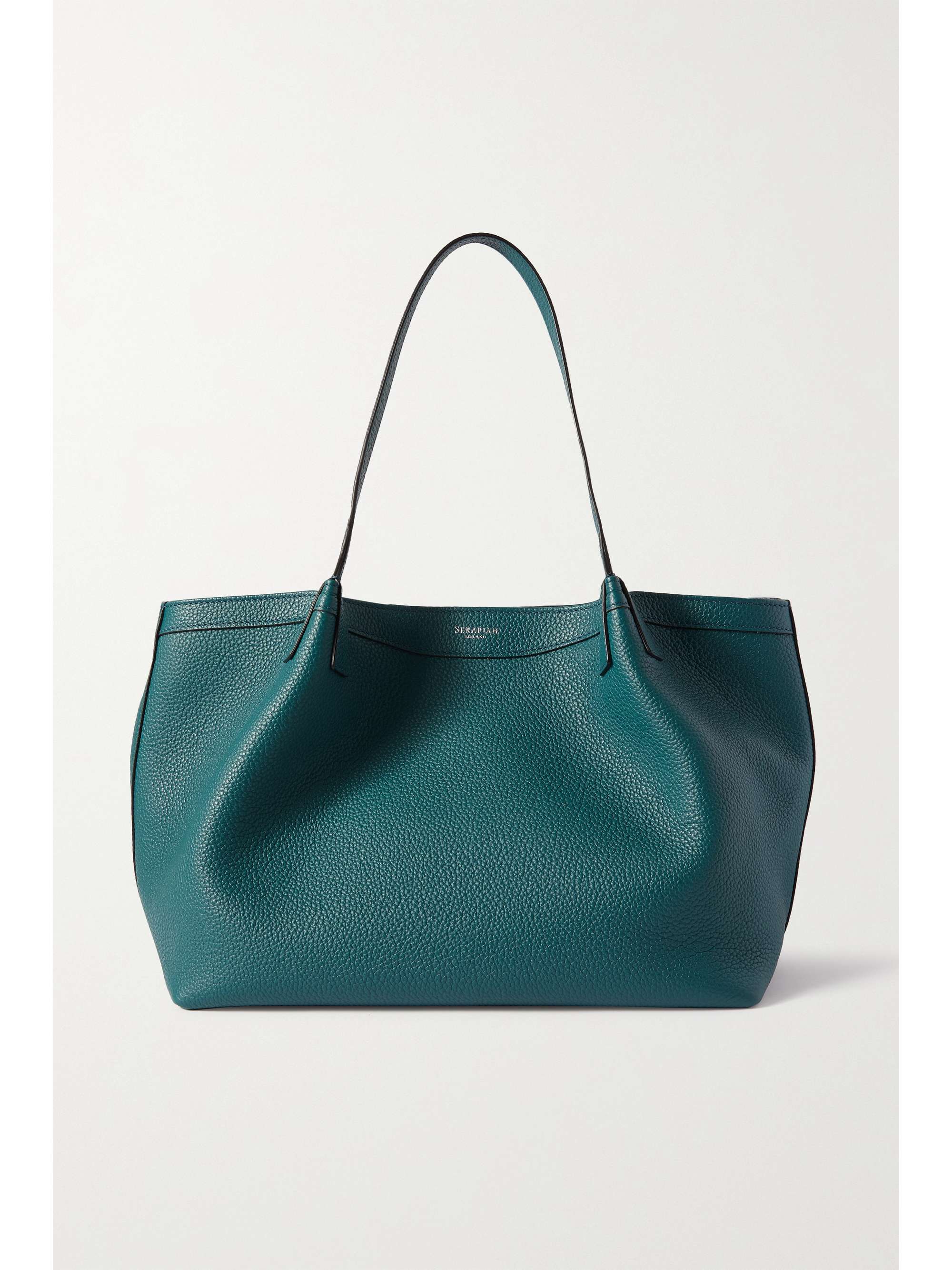 teal leather tote