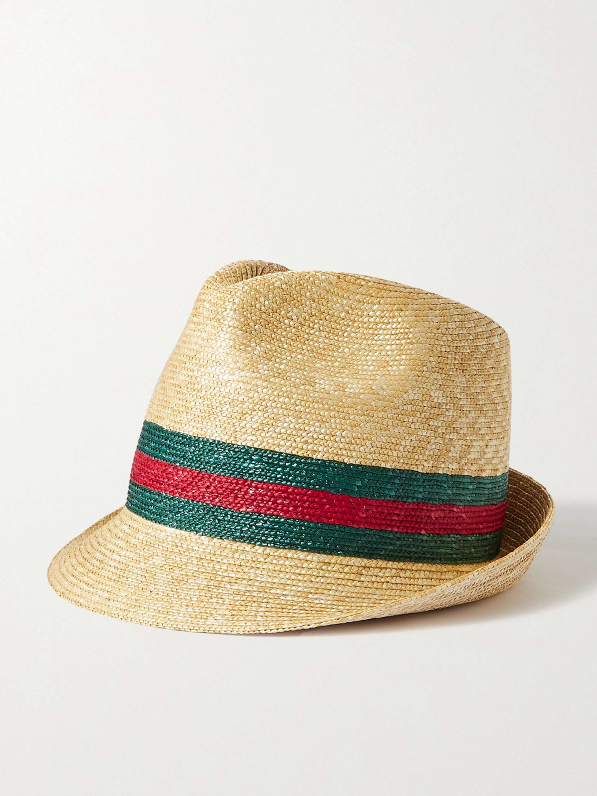 GUCCI Striped straw fedora | NET-A-PORTER