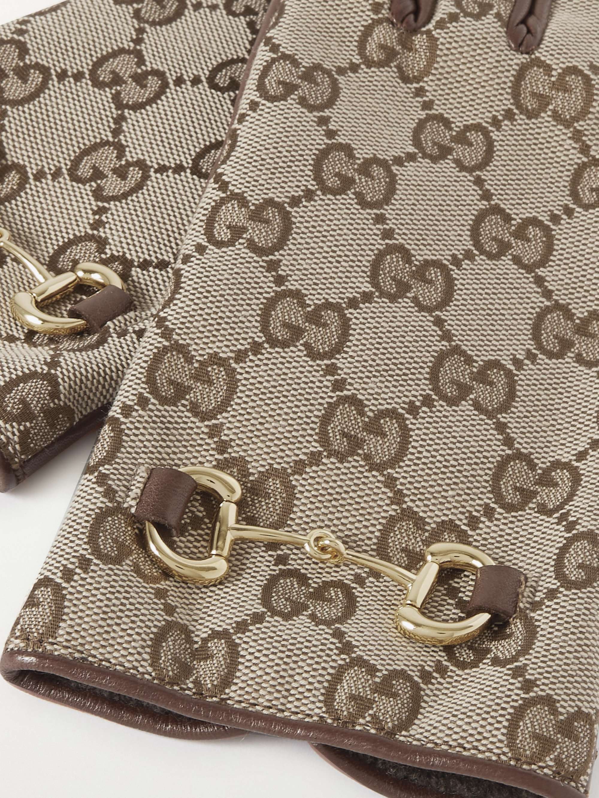 GUCCI Horsebit-detailed leather gloves