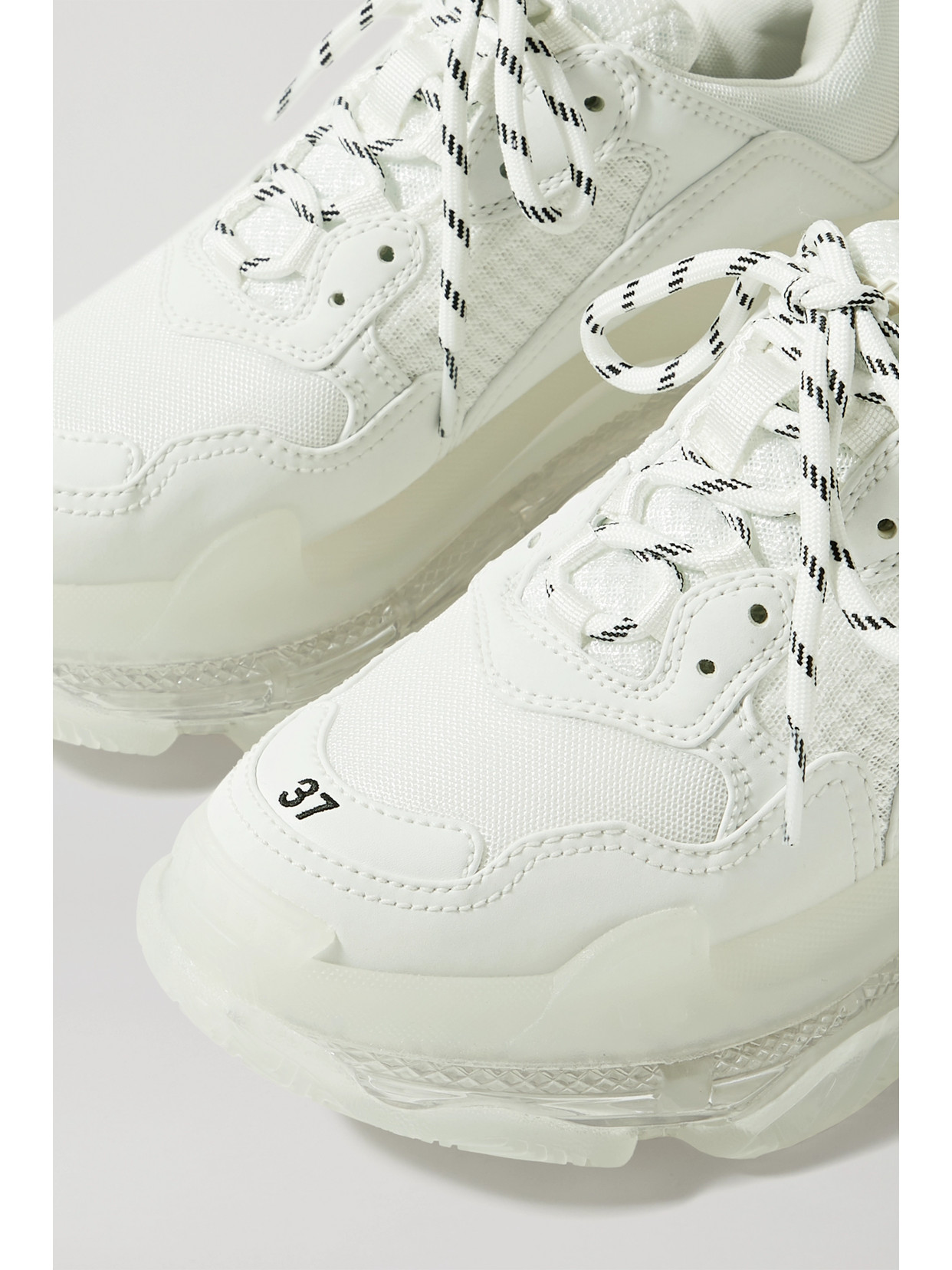 Shop Balenciaga Triple S Clear Sole Logo-embroidered Leather, Nubuck And Mesh Sneakers In White