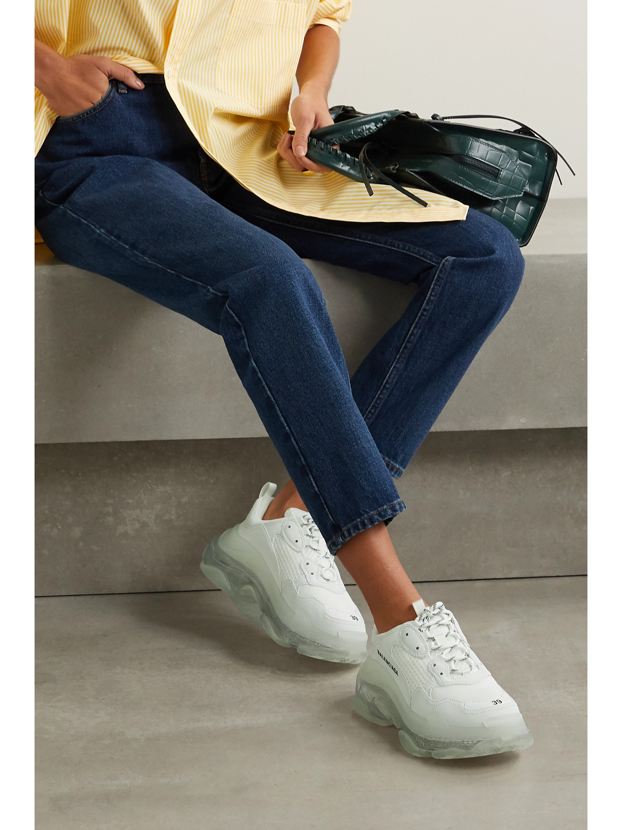 Balenciaga 60mm Triple S Clear Sole Sneakers In White