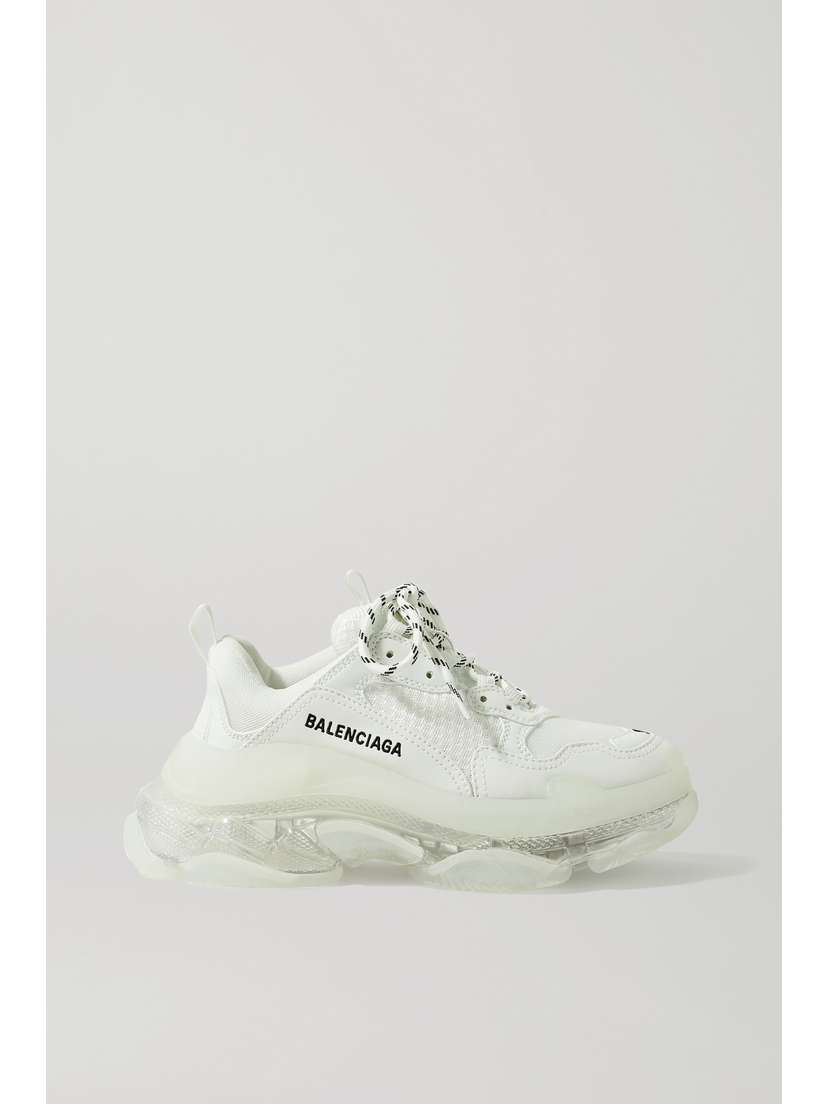 Balenciaga Triple S Clear Sole Logo-embroidered Leather, Nubuck And Mesh Sneakers