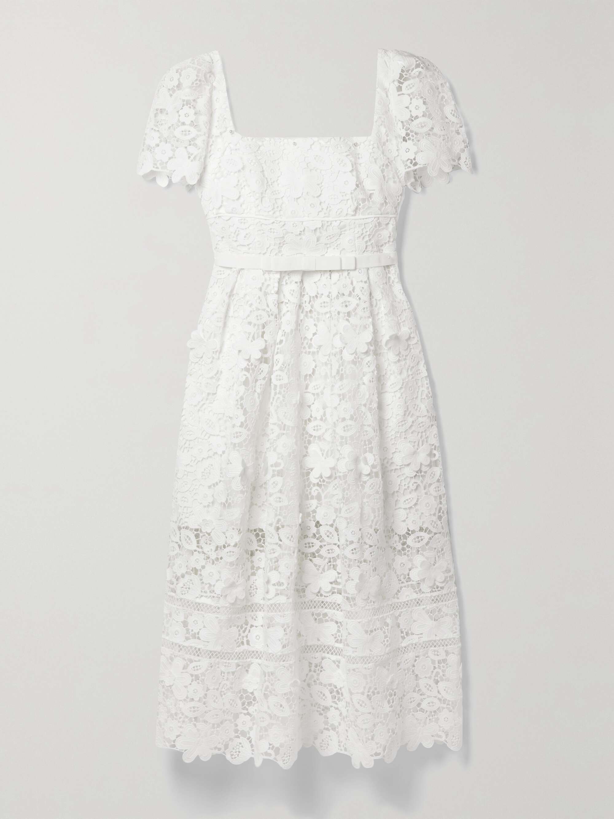 SELFPORTRAIT Grosgraintrimmed guipure lace midi dress NETAPORTER