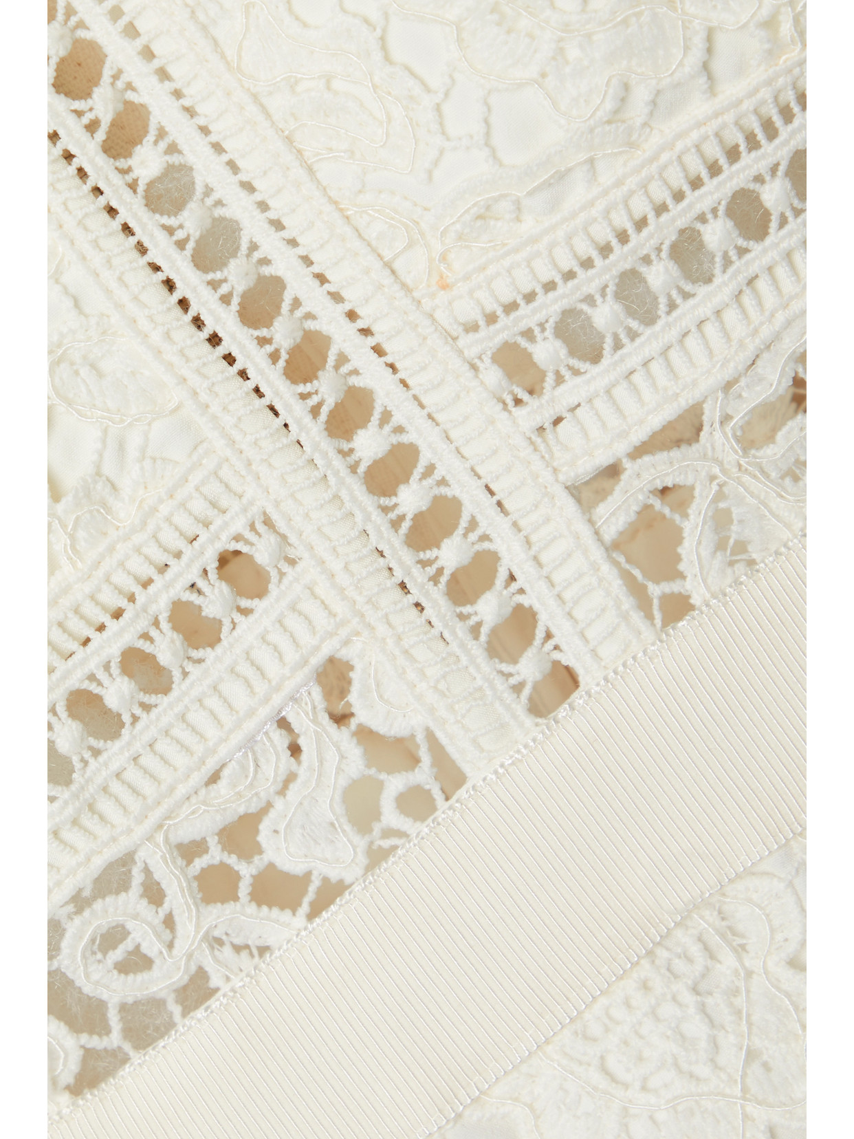 Self-portrait Grosgrain-trimmed Corded Lace Mini Dress In White