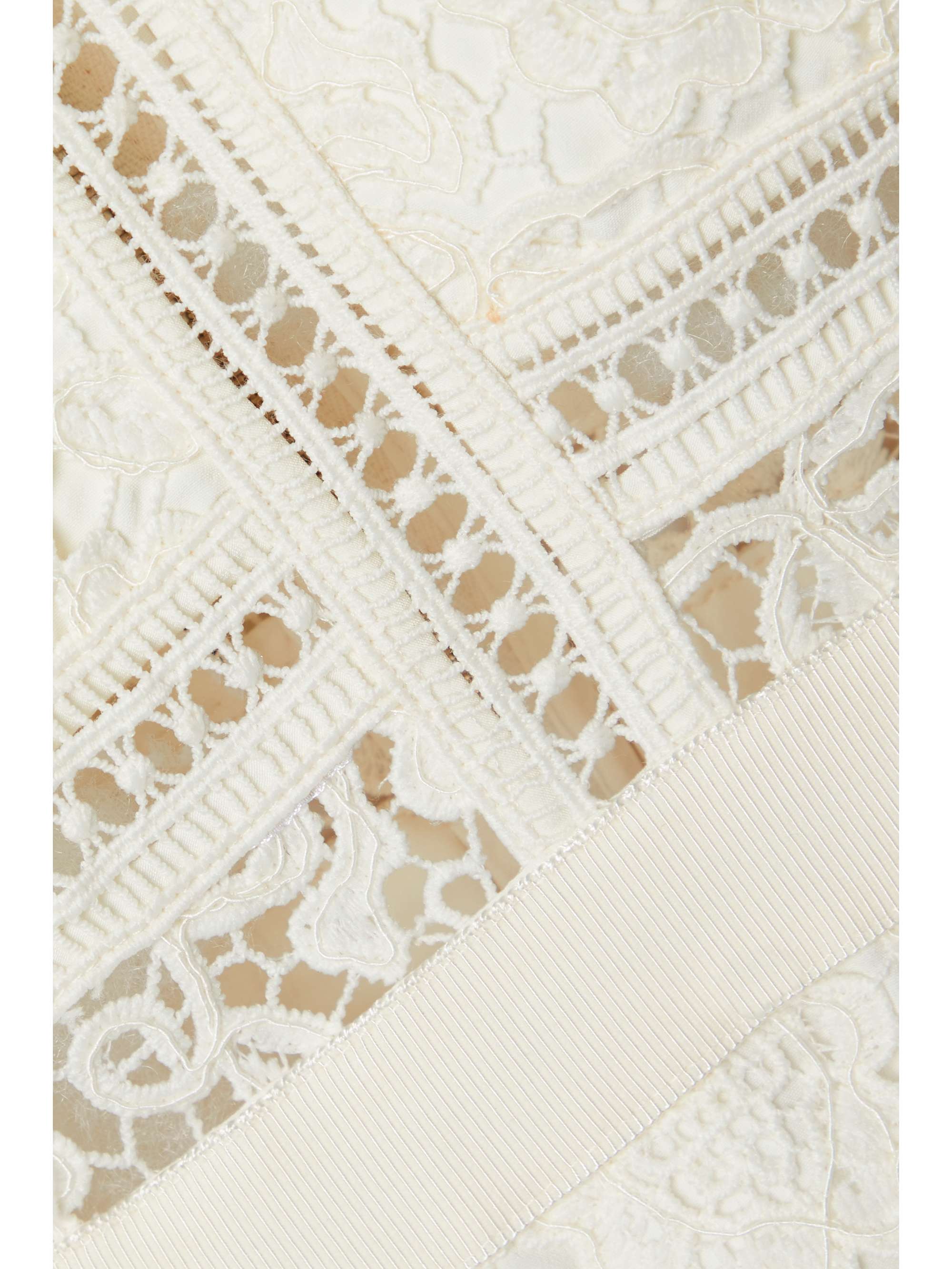 SELF-PORTRAIT Grosgrain-trimmed corded lace mini dress