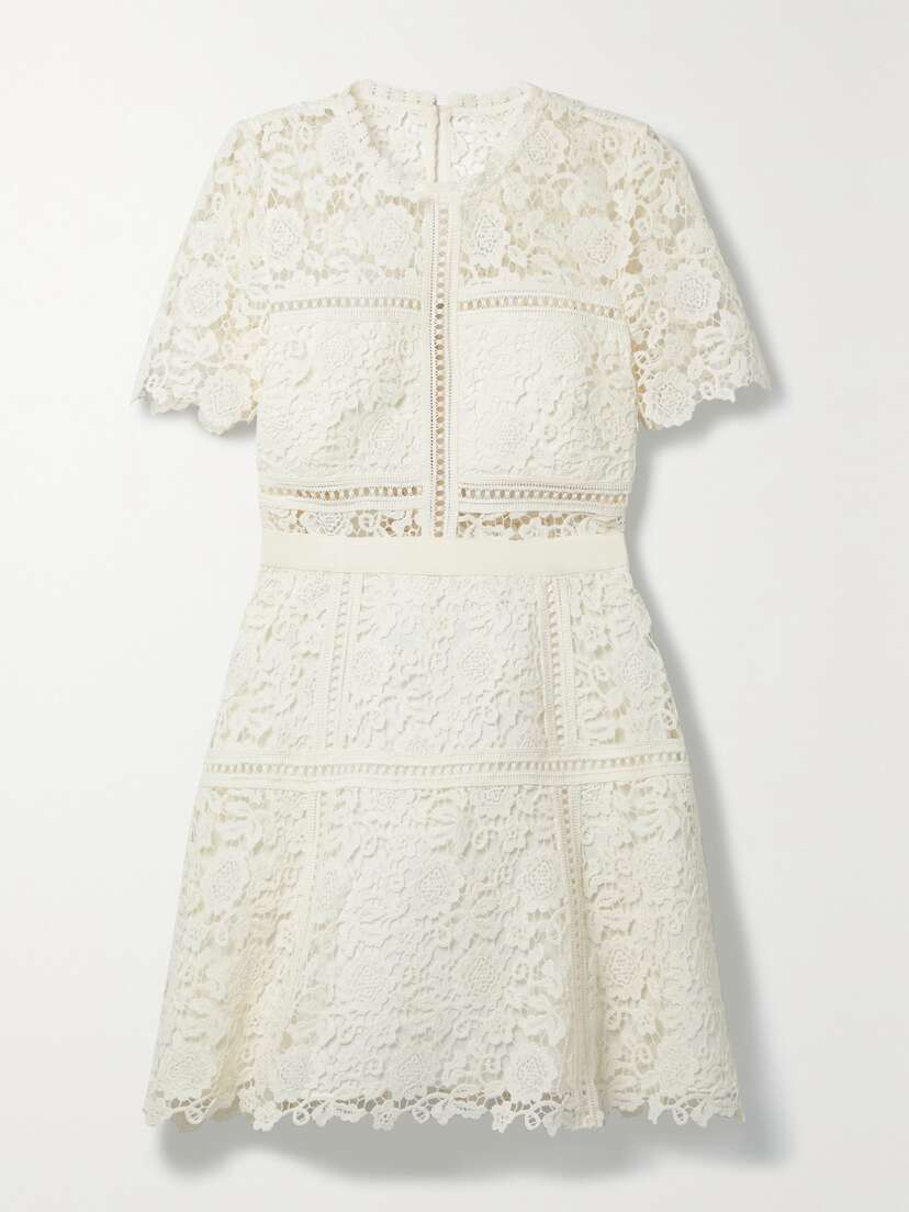 Self-Portrait Grosgrain-trimmed Corded Lace Mini Dress