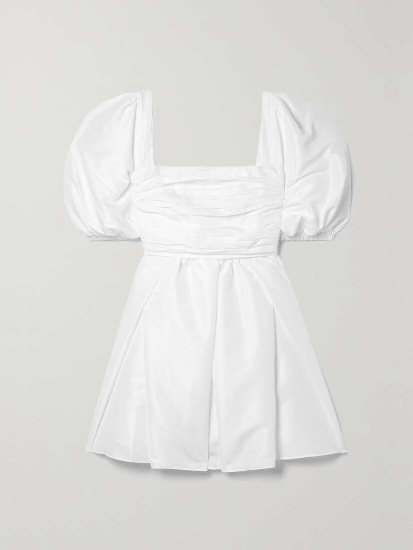 Self-Portrait Pleated Taffeta Mini Dress