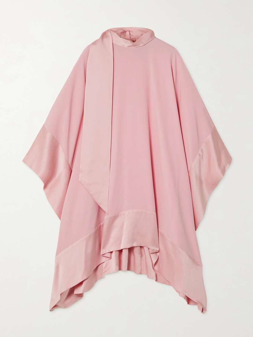 Taller Marmo + Net Sustain Palm Beach Tie-detailed Satin-trimmed Crepe Kaftan
