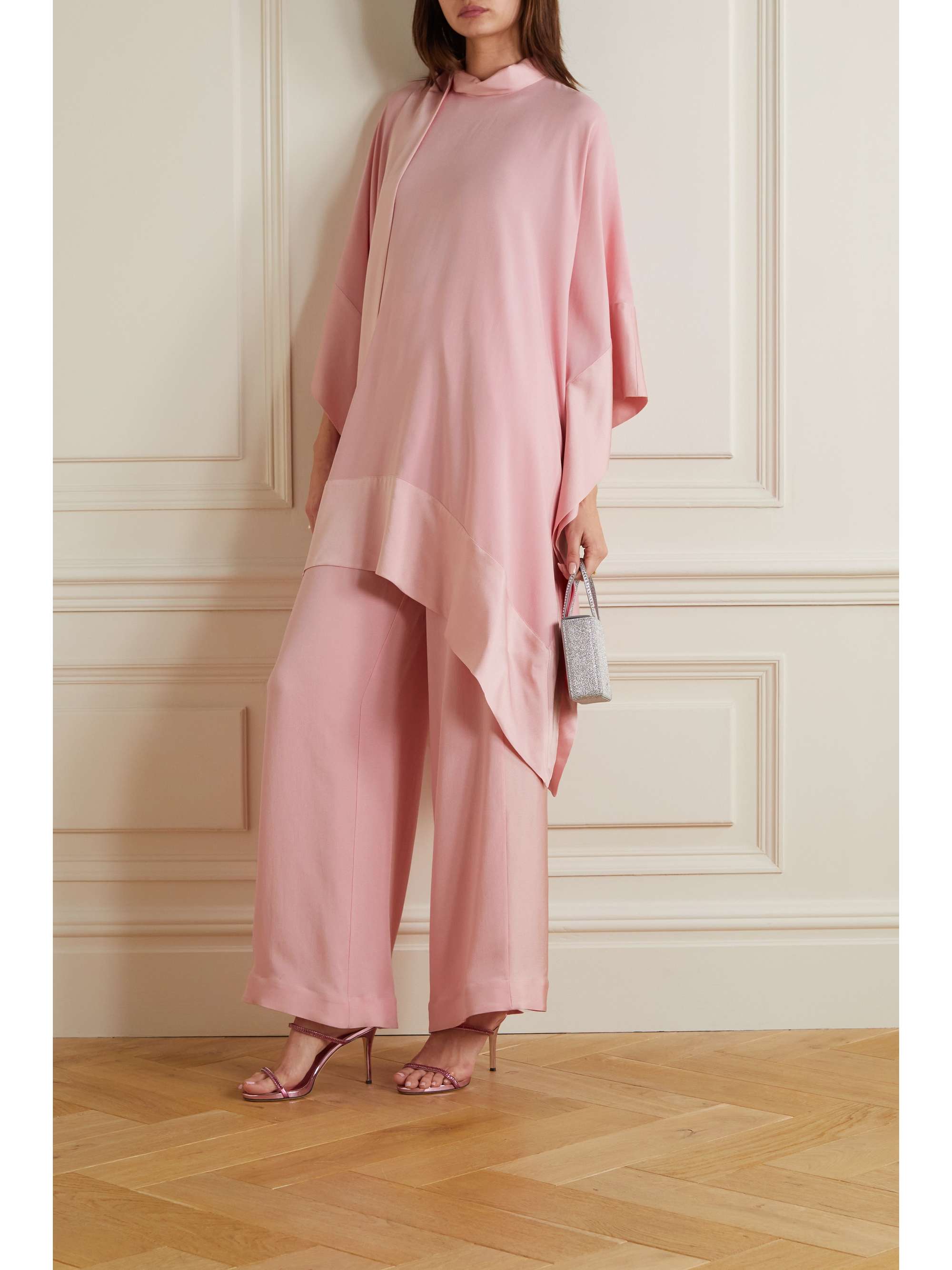 TALLER MARMO + NET SUSTAIN Palm Beach tie-detailed satin-trimmed crepe kaftan