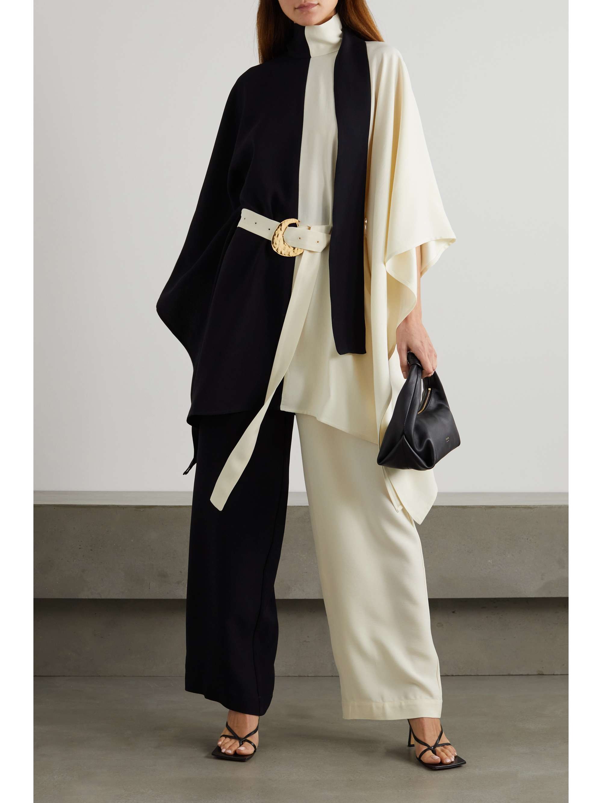 TALLER MARMO + NET SUSTAIN Eclipse satin-trimmed two-tone crepe wide-leg pants