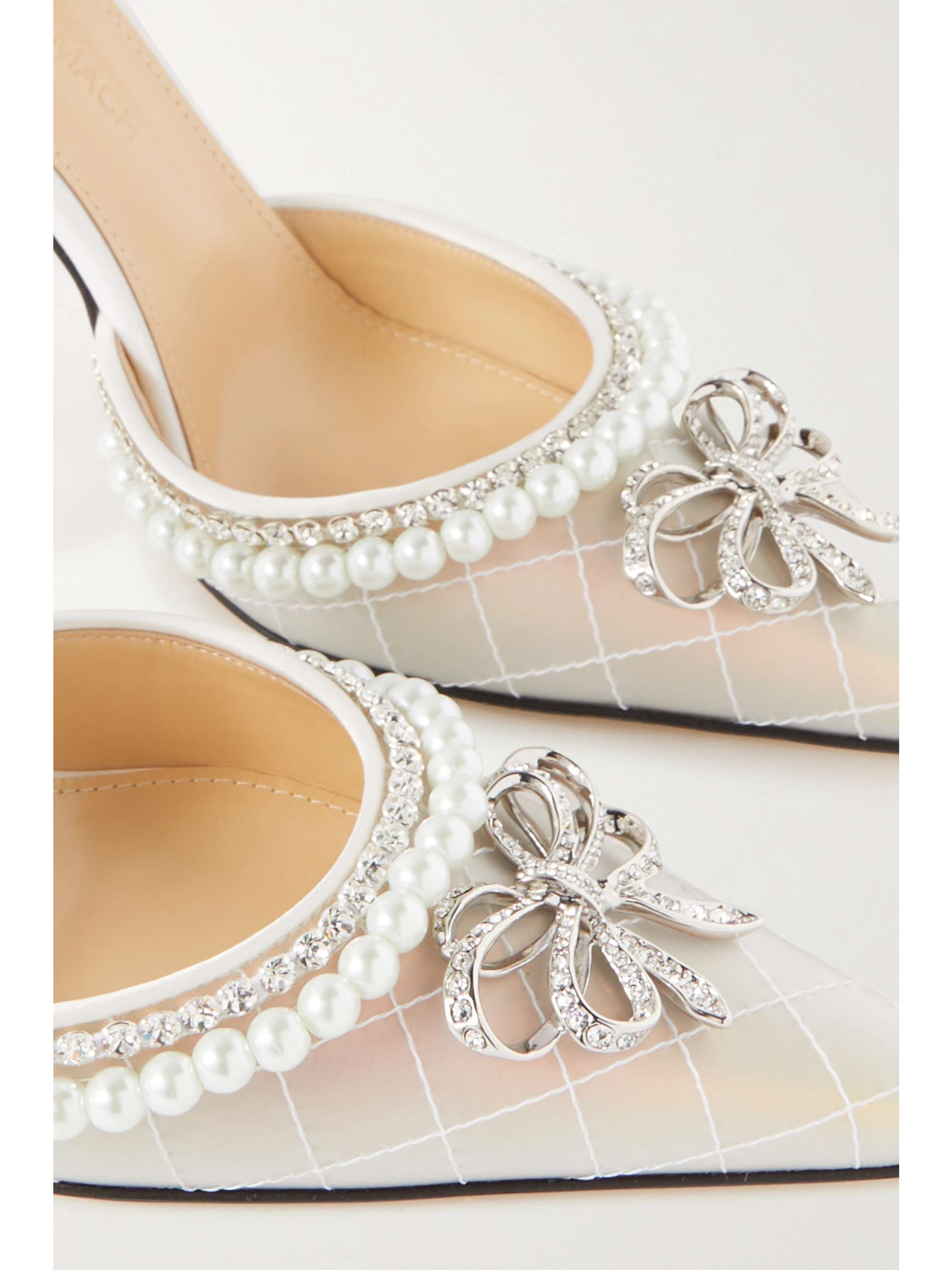 MACH & MACH Bow of Elizabeth embellished PVC and leather sandals