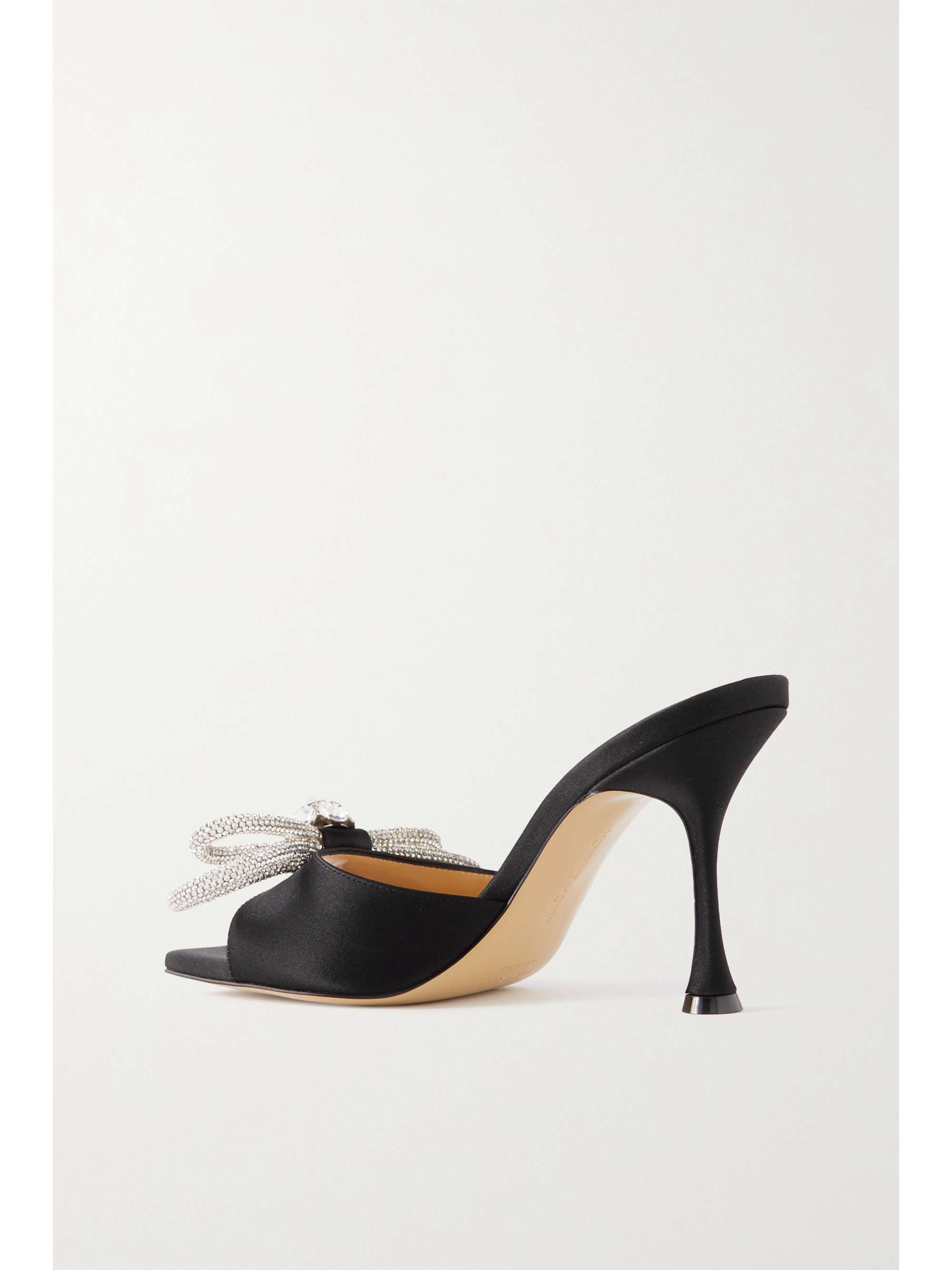 MACH & MACH Double Bow crystal-embellished satin mules