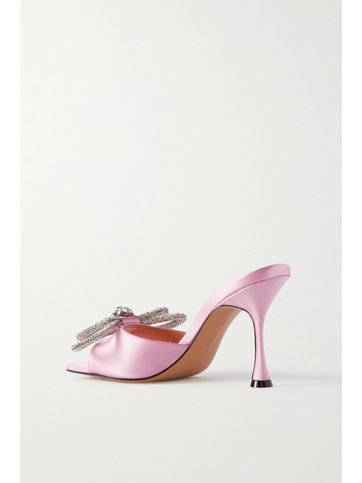 Mach&mach Double Bow Crystal-embellished Satin Mules In Pink