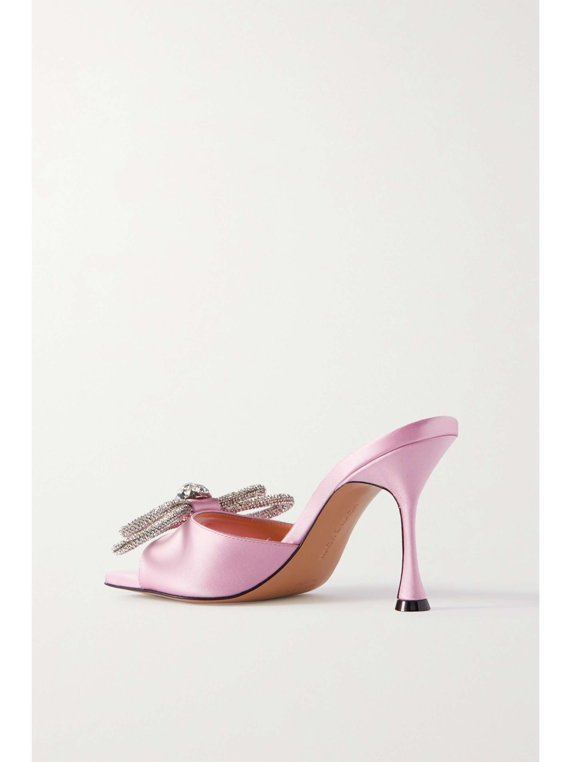 MACH & MACH Double Bow crystal-embellished satin mules